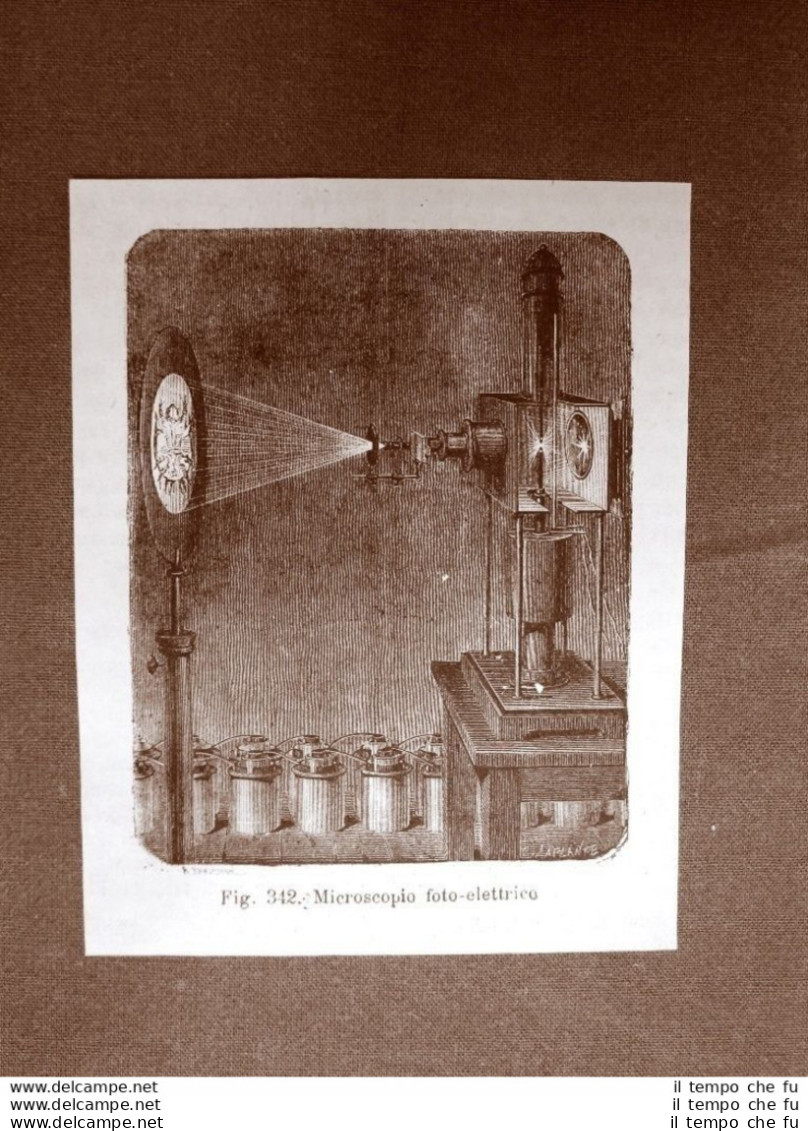 Incisione Del 1875 Invenzione Il Microscopio Fotoelettrico - Vor 1900