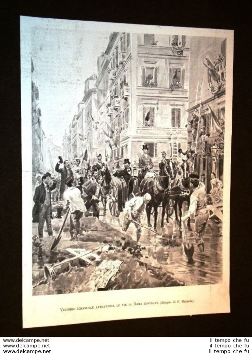Roma Inondata Nel 1903 Visita Di Re Vittorio Emanuele + Tarantella Nella Malia - Autres & Non Classés