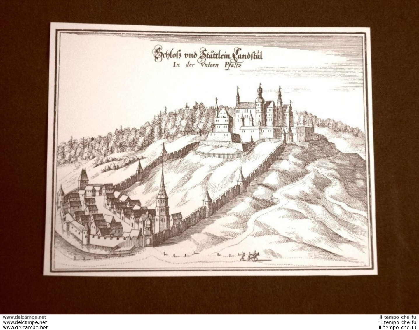 Castello Di Landstuhl Germania Incisione Di Merian Matthäus Del 1640 Ristampa - Sonstige & Ohne Zuordnung
