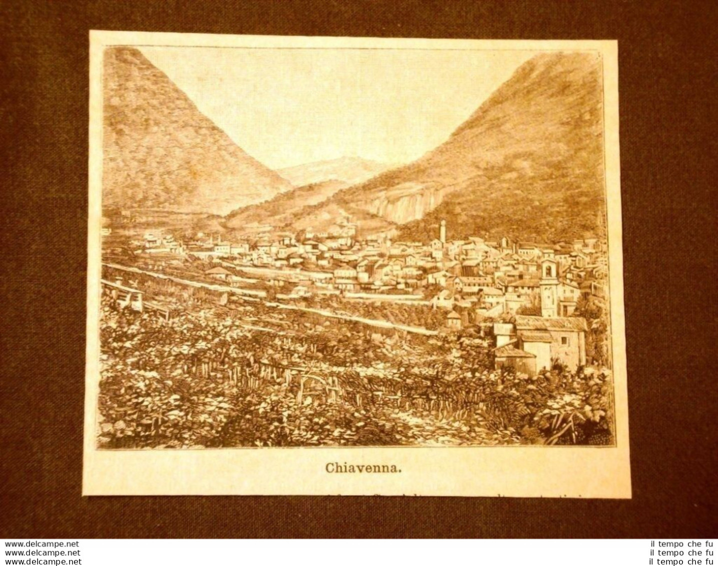 Incisione Del 1891 Panorama Di Chiavenna - Lombardia - Vor 1900