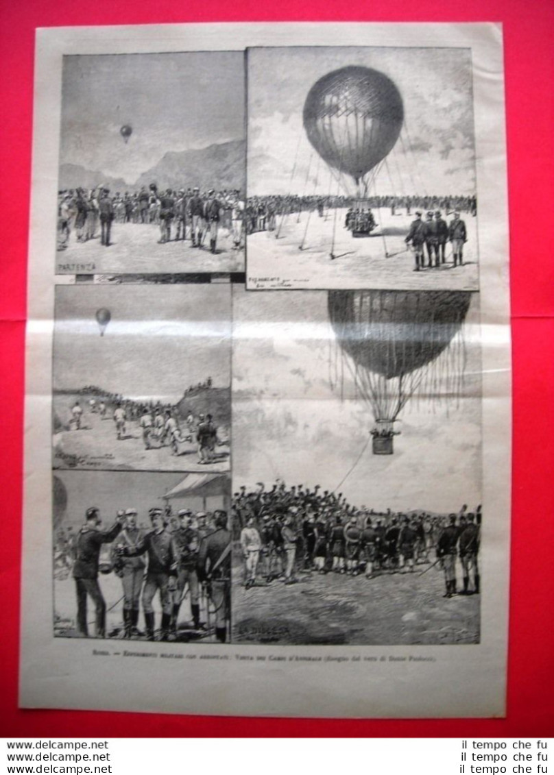 Nel 1885 A Roma - Esperimenti Militari Con Areostati:Visita Dei Campi D'Annibale - Before 1900