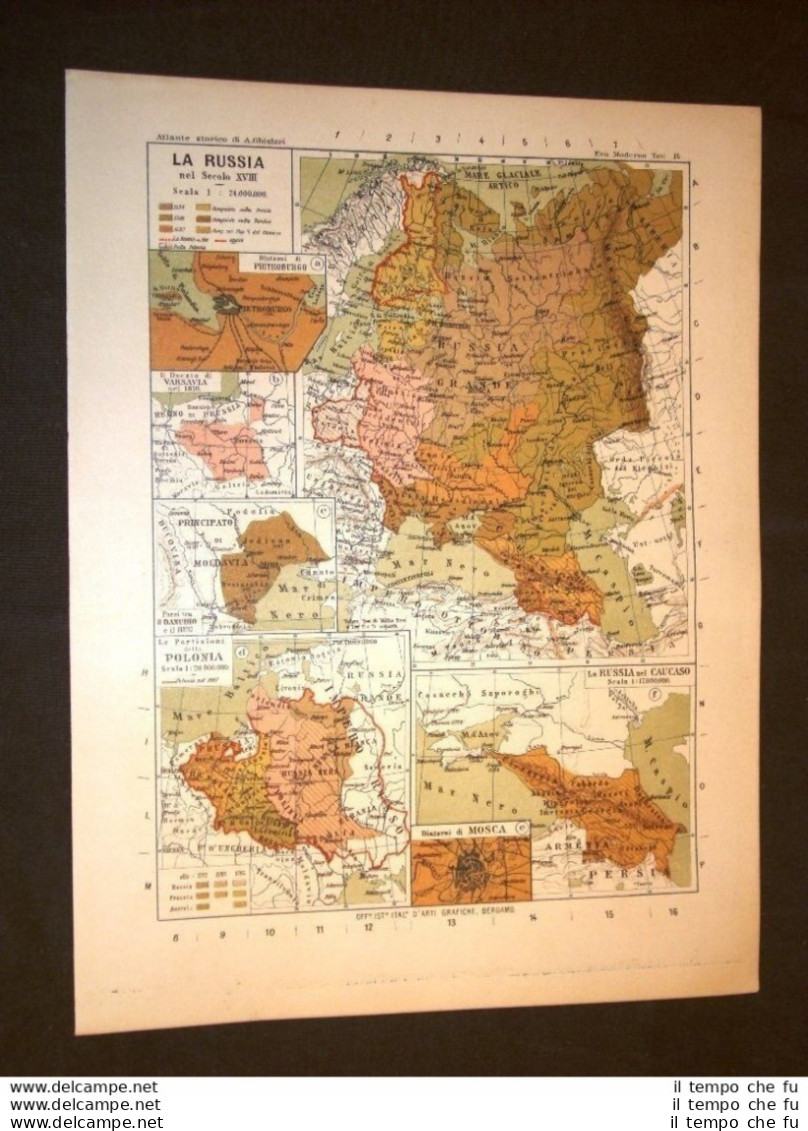 Carta Cartina Estratta Da Atlante Del 1890 Russia Nel Sec.XVII Mosca Polonia - Avant 1900