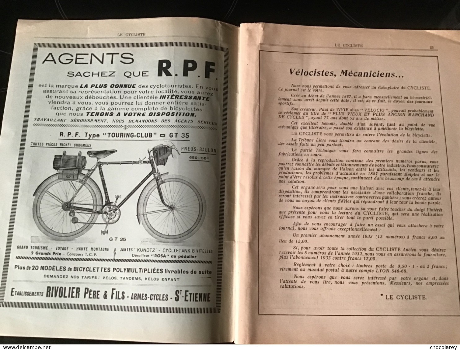 Le Cycliste 1933 - Sport