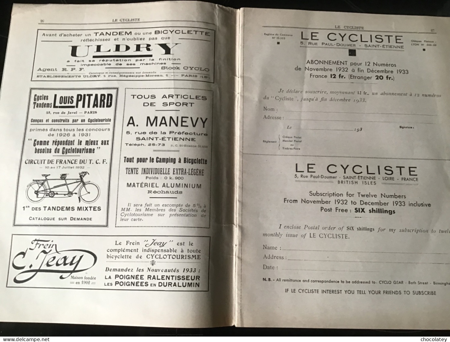 Le Cycliste 1933 - Sport