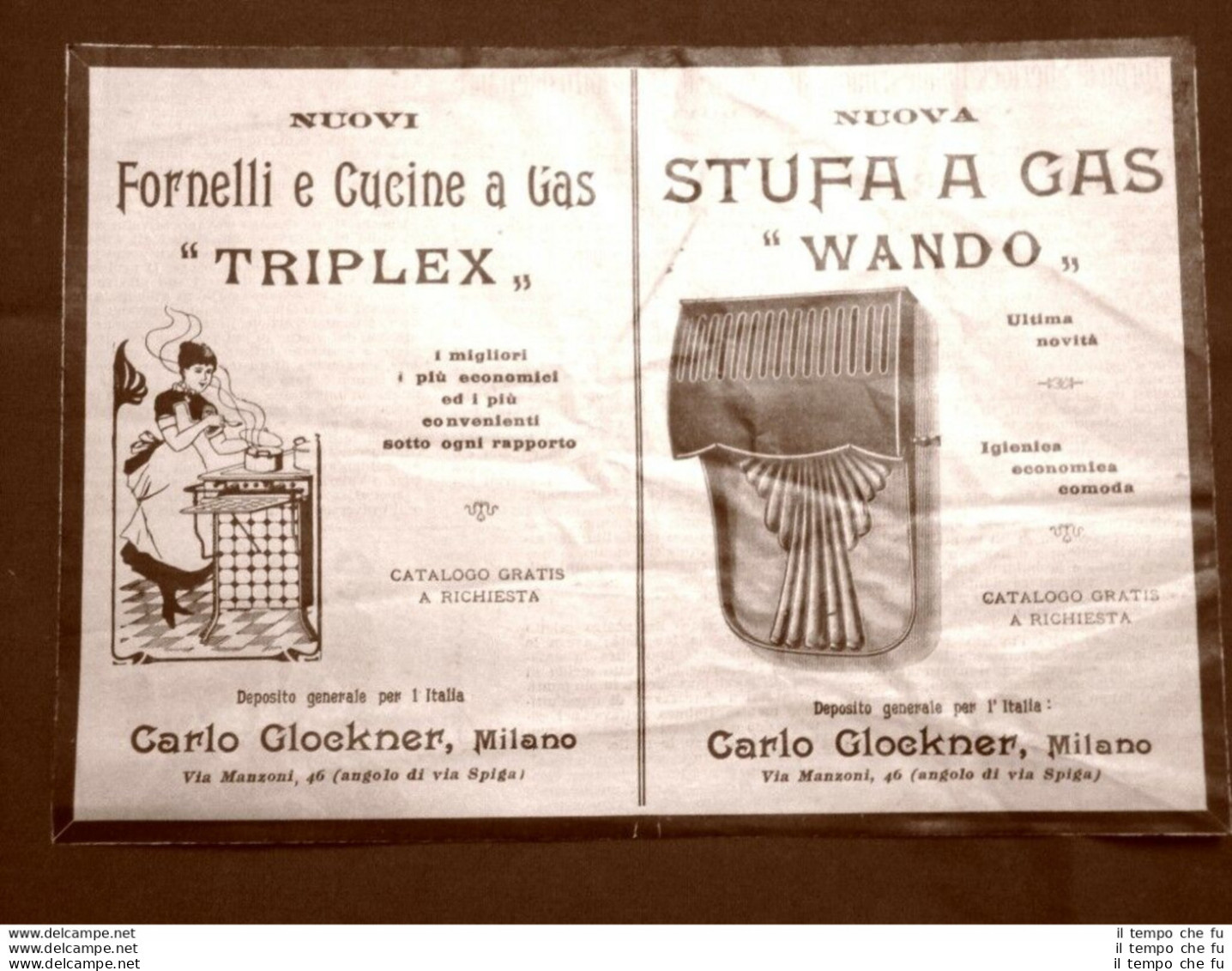 Pubblicità Del 1907 Cucina Triplex E Stufa A Gas Wando Carlo Glockner Milano - Other & Unclassified