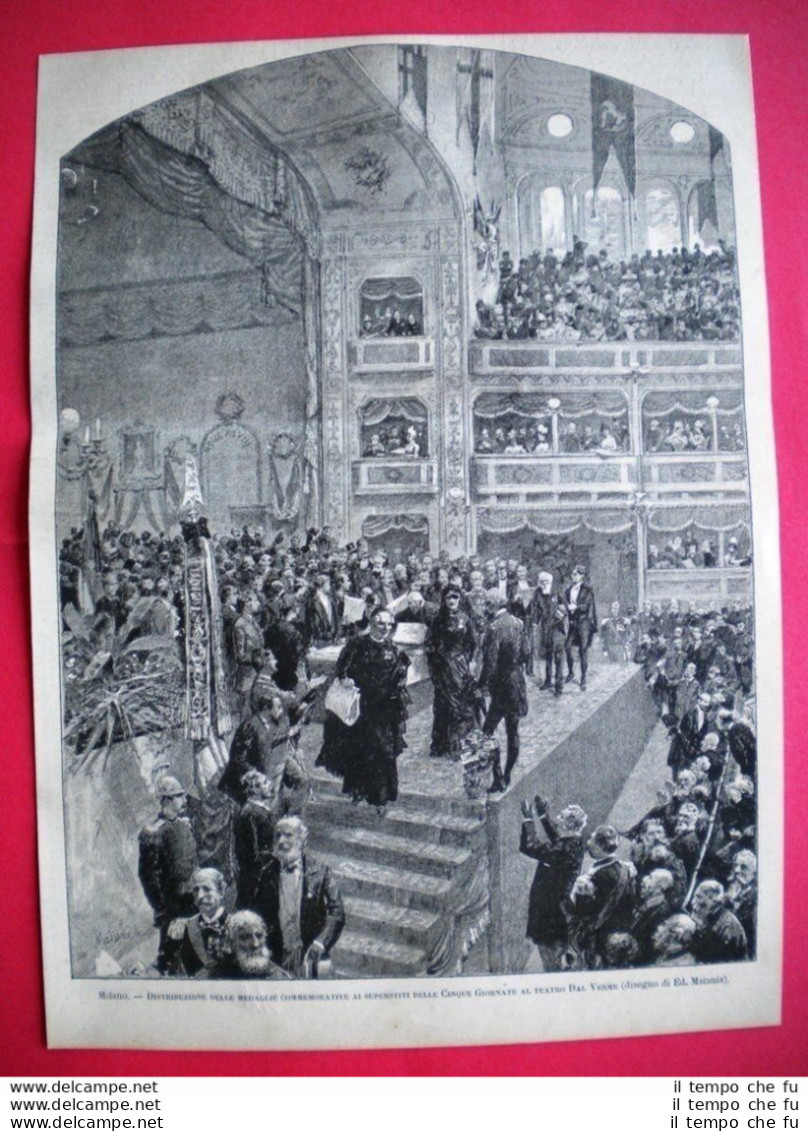 Nel 1885 A Milano - Distribuzione Delle Medaglie Commemorative Ai Superstiti - Vor 1900