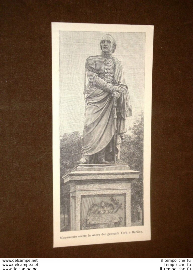 Berlino Nei Primi Del 1900 Monumento Eretto In Onore Del Generale York - Other & Unclassified