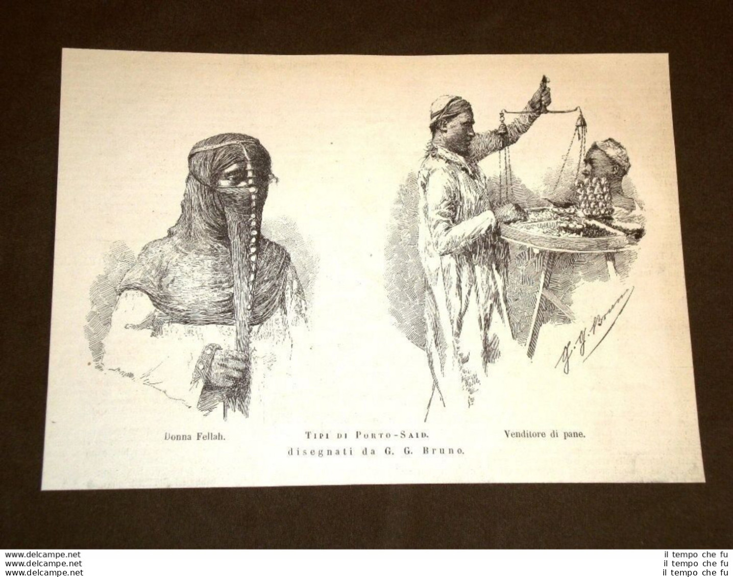 Moda E Costume In Egitto Nel 1885 Tipi Di Porto Said Donna Fellah Venditore Pane - Voor 1900