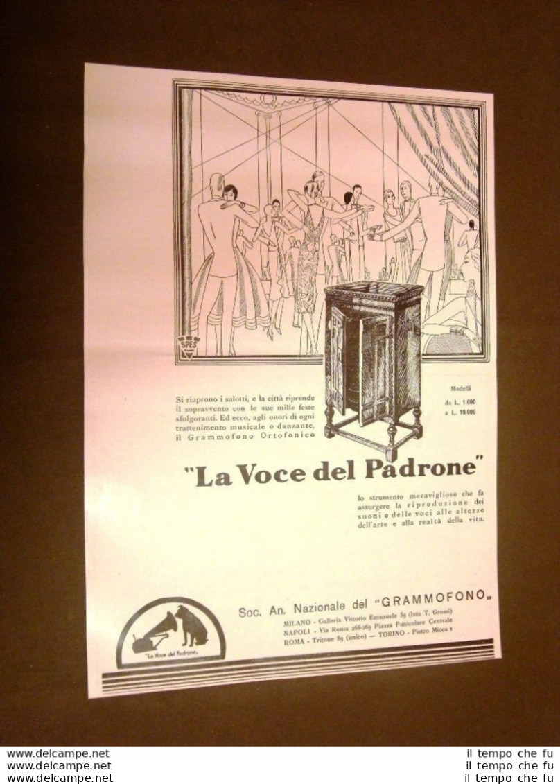 Pubblicità D'Epoca Dei Primi Del '900 Grammofono Ortofonico La Voce Del Padrone - Other & Unclassified