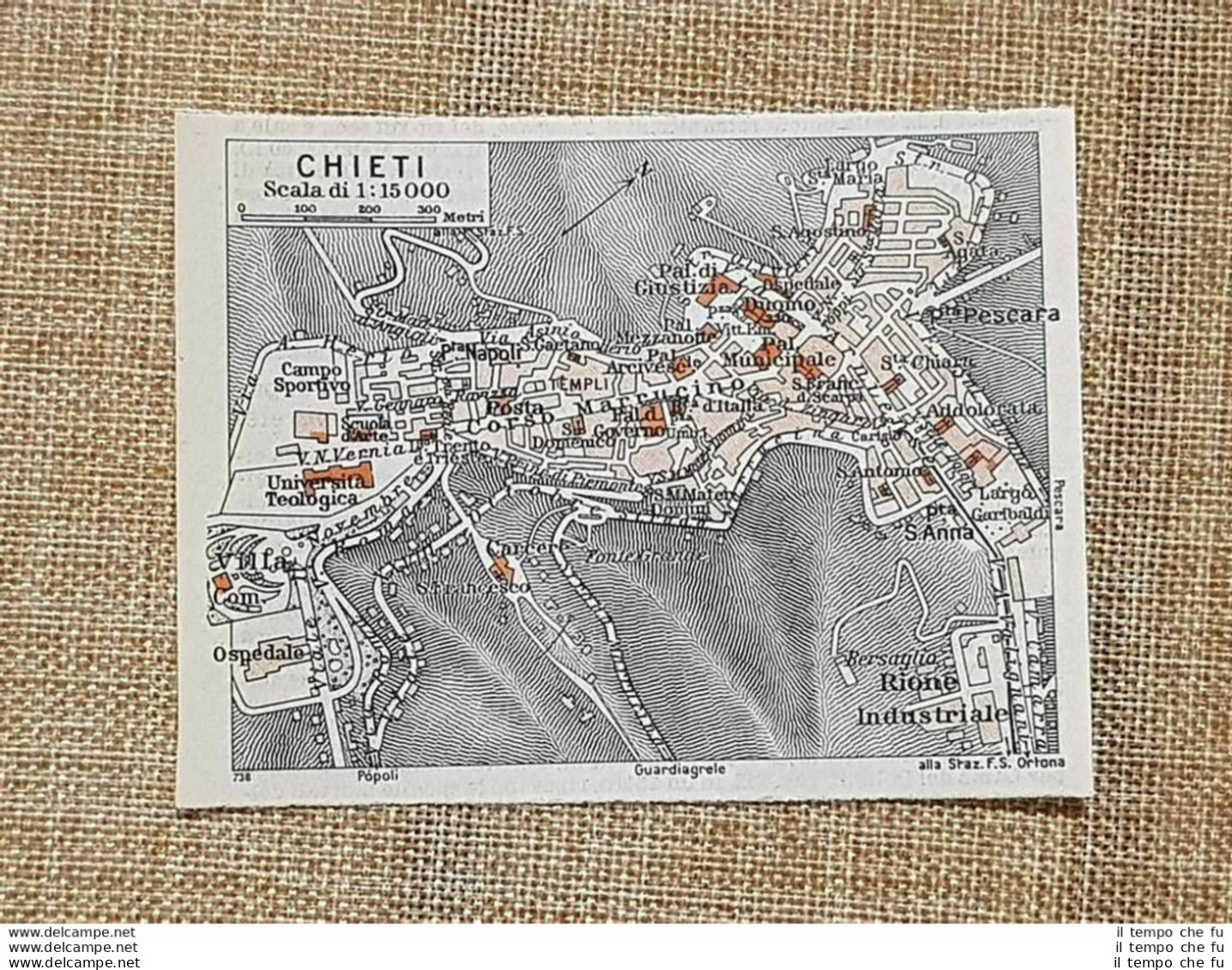 Pianta O Piantina Del 1939 La Città Di Chieti Abruzzo T.C.I. - Geographical Maps