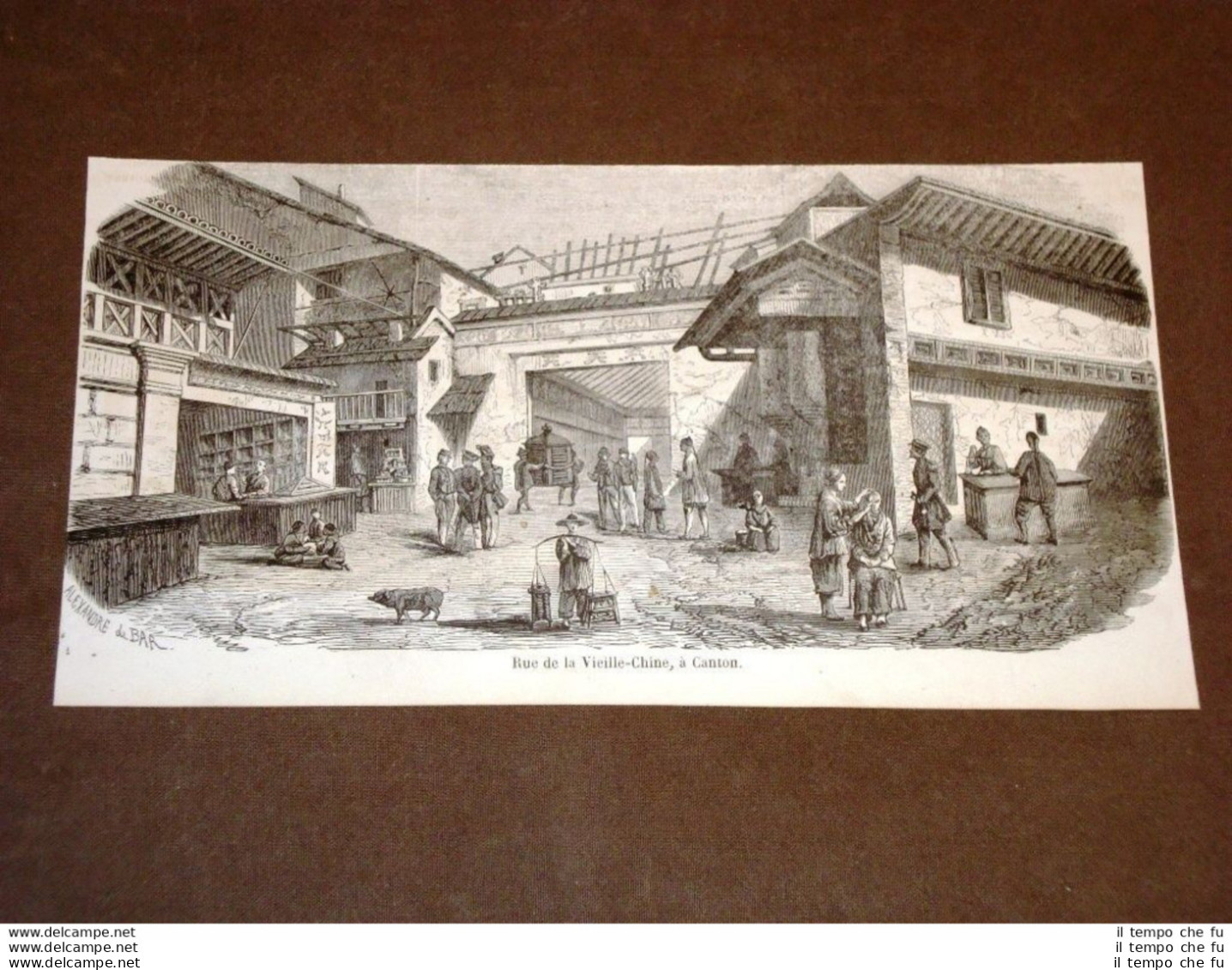 Gravure Année 1858 Canton, Rue De La Vieille - Chine - Antes 1900