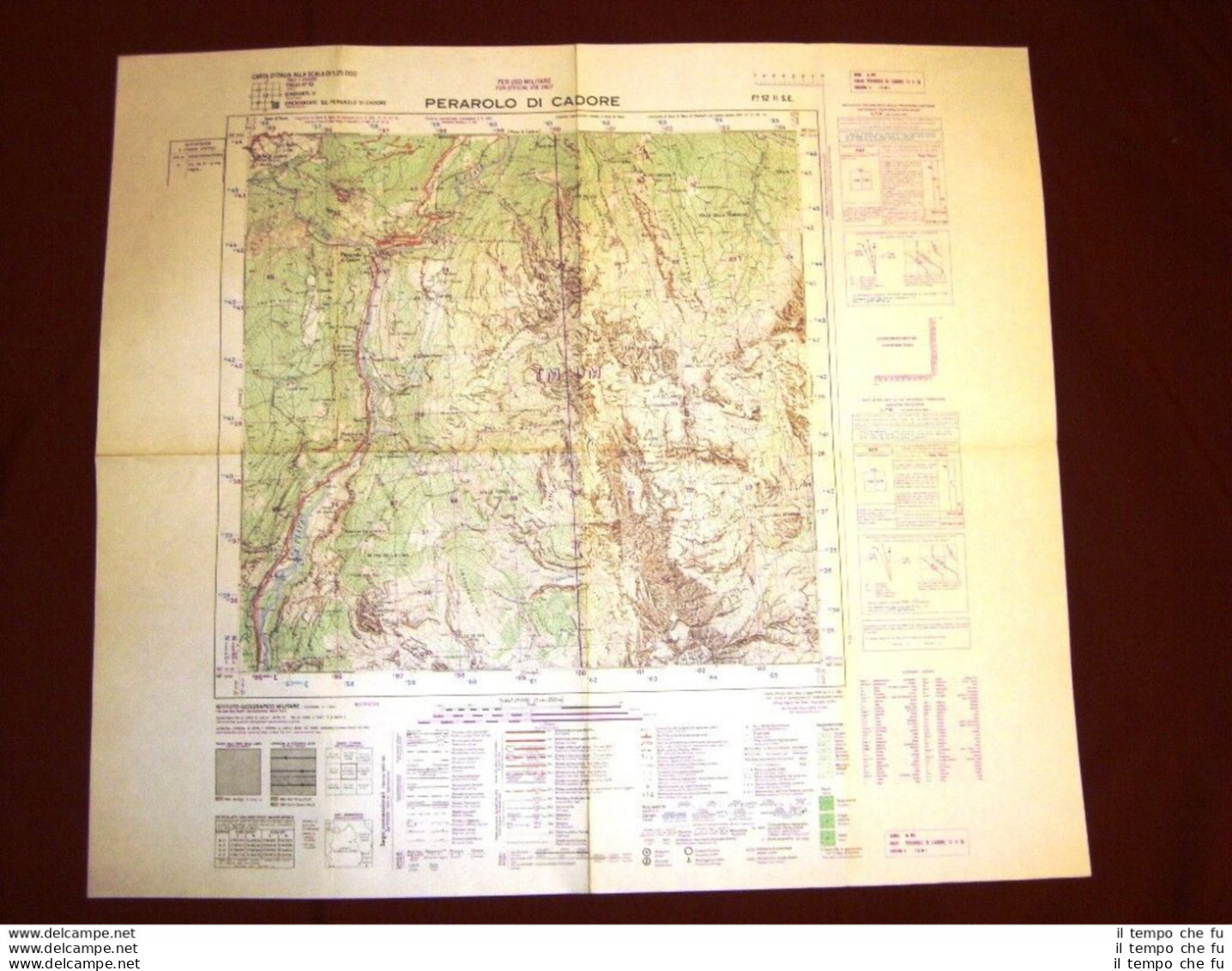 Grande Carta Topografica Perarolo Di Cadore Belluno Veneto Dettagliatissima IGM - Geographical Maps