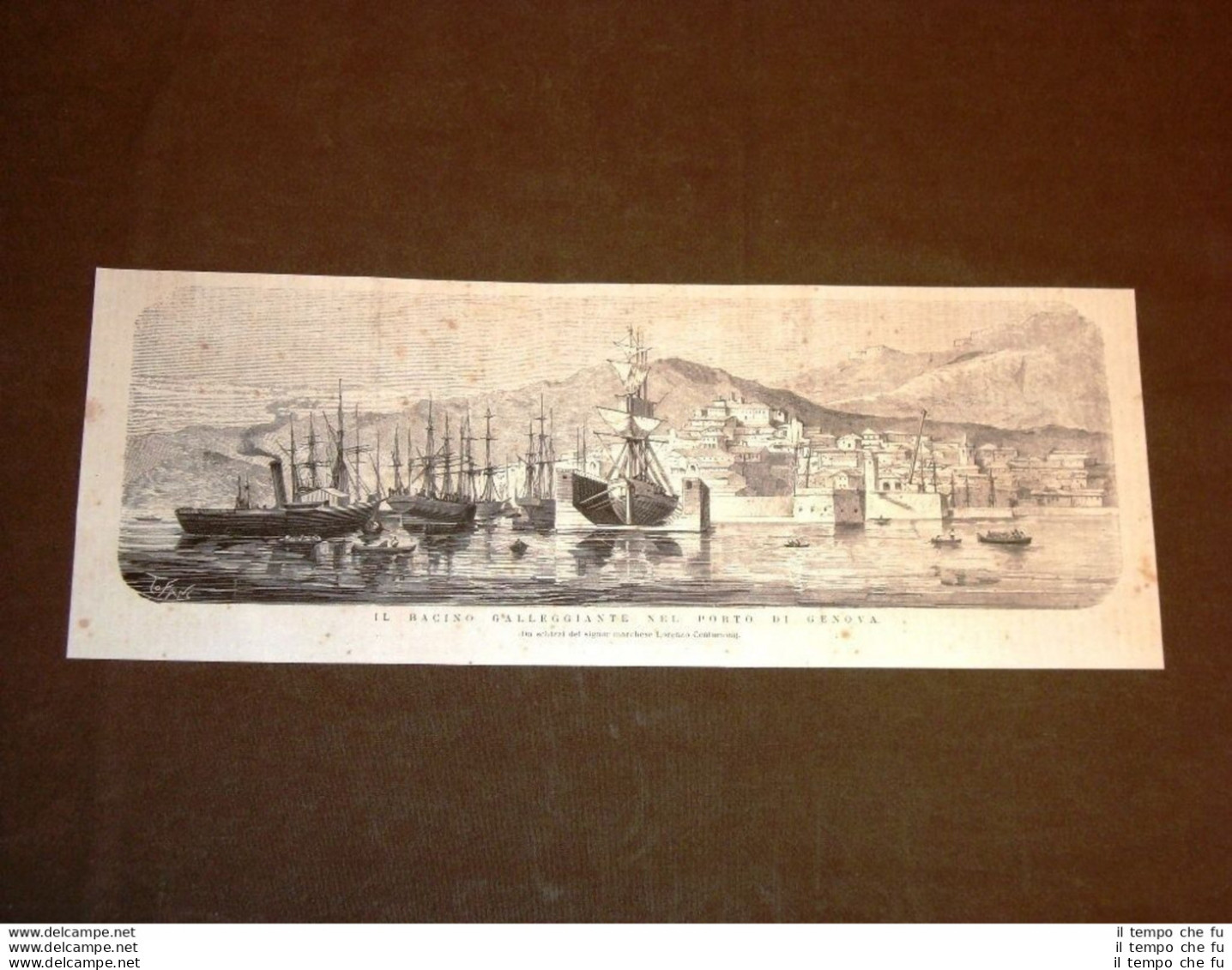 Il Bacino Galleggiante Nel Porto Di Genova Nel 1875 - Antes 1900