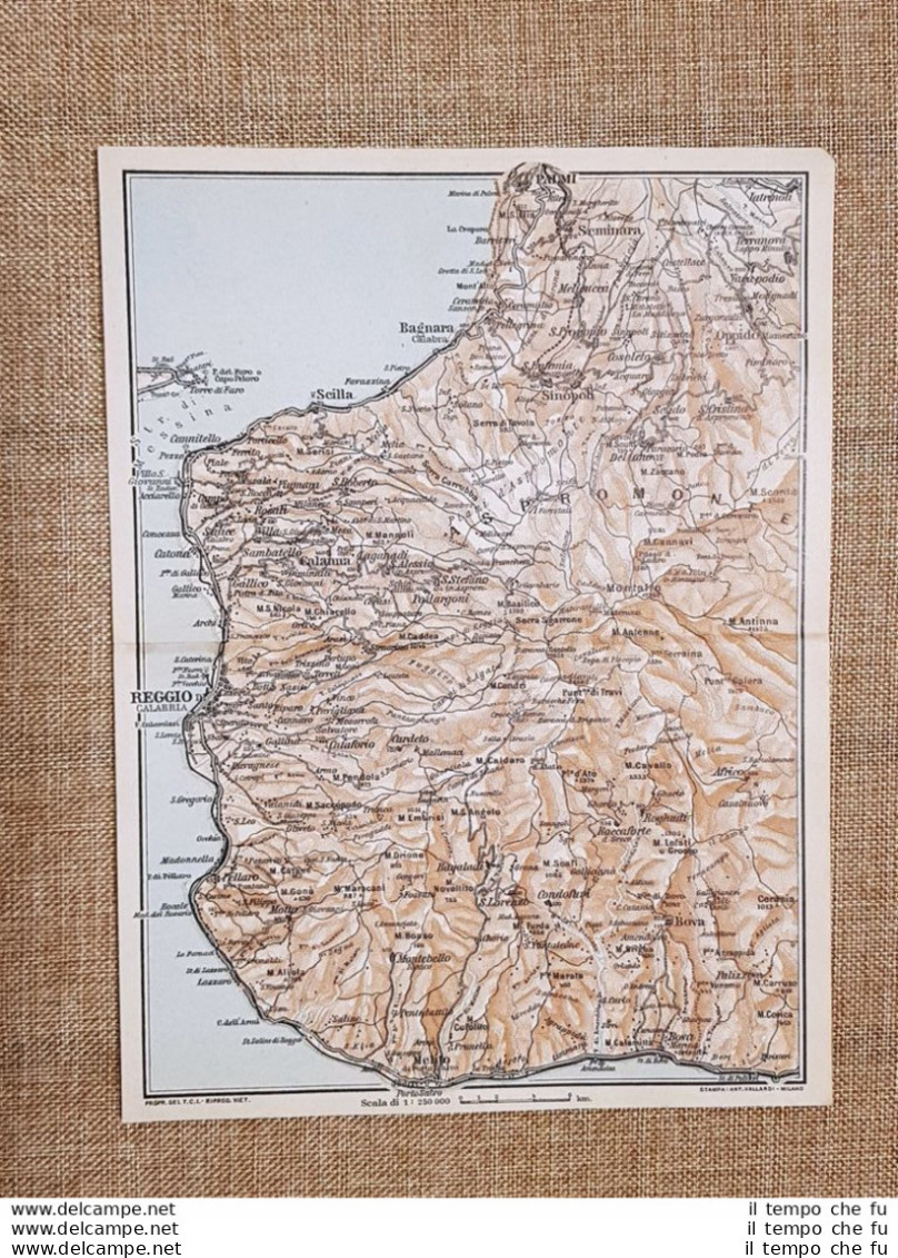 Carta O Cartina Del 1928 Reggio Di Calabria Scilla Catona Bova Sinopoli T.C.I. - Cartes Géographiques