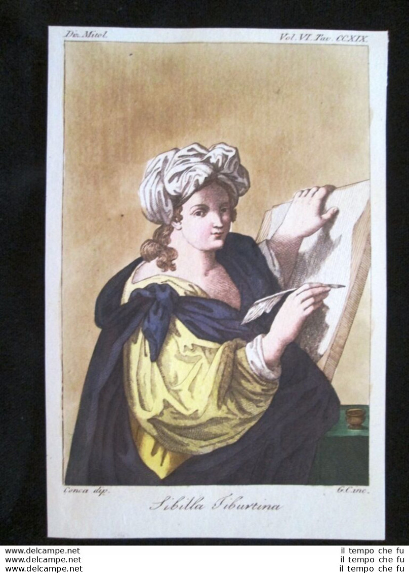 Sibilla Tiburtina Incisione Colorata A Mano Del 1820 Mitologia Pozzoli - Vor 1900