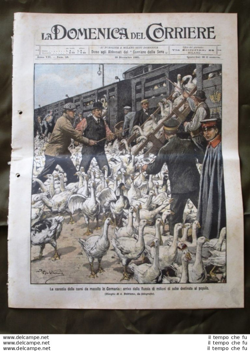 La Domenica Del Corriere 10 Dicembre 1905 Carne In Germania Carabinieri Budapest - Andere & Zonder Classificatie