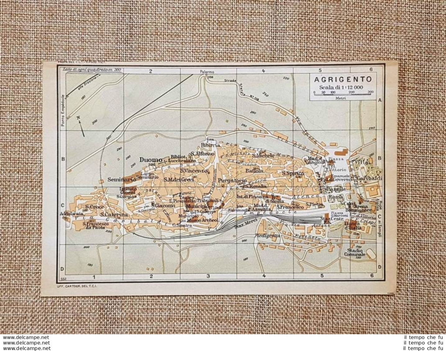 Pianta O Piantina Del 1953 La Città Di Agrigento Sicilia T.C.I. - Geographical Maps