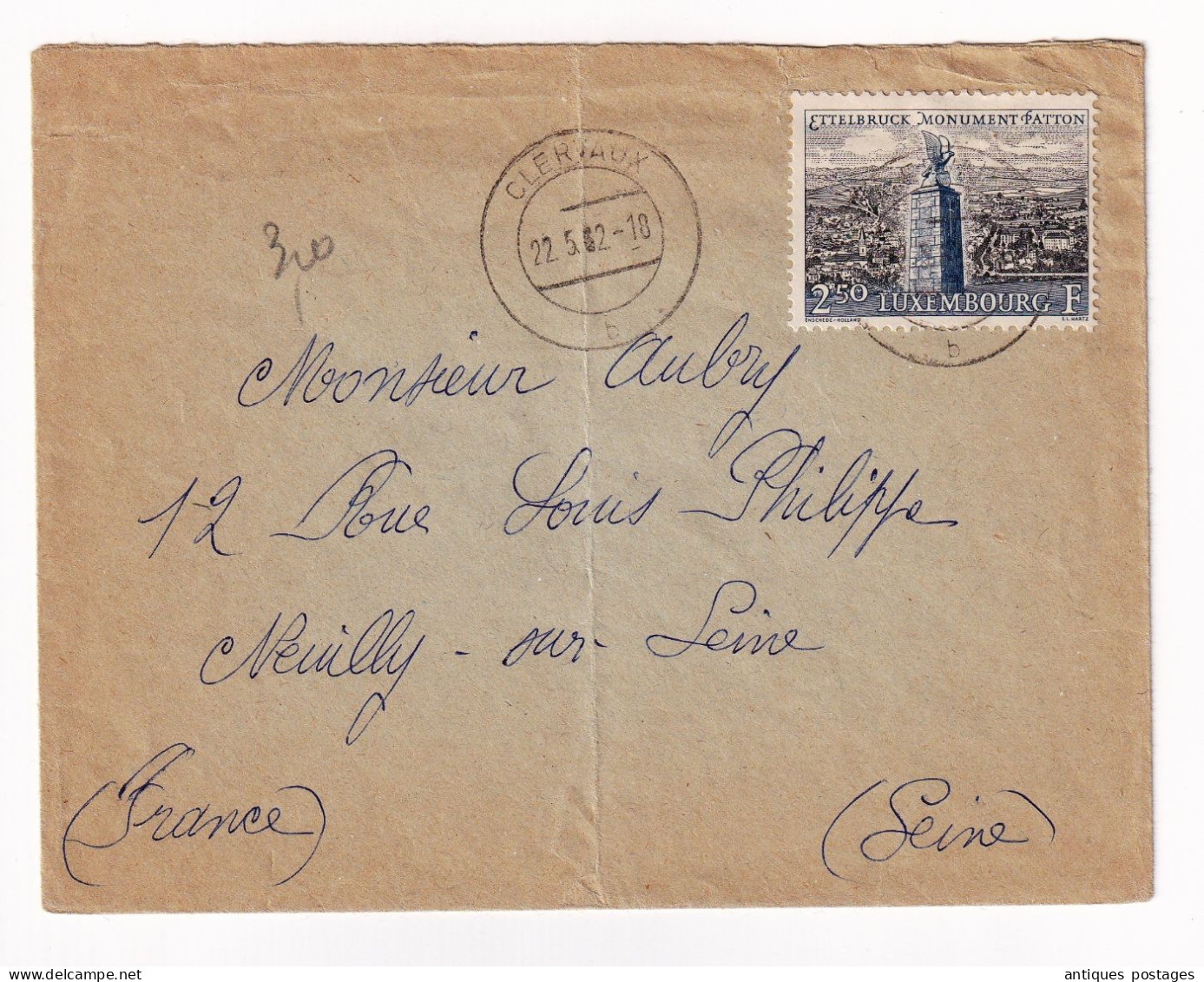 Lettre 1962 Clervaux Luxembourg Pour Neuilly Sur Seine Abbaye Bénédictine Saint-Maurice-et-Saint-Maur - Storia Postale