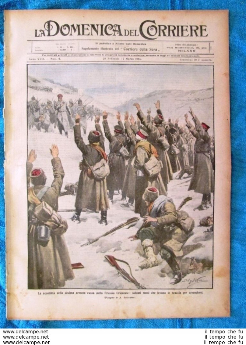 La Domenica Del Corriere 7 Marzo 1915 WW1 Prussia - Ferrovia - Piena Del Tevere - Other & Unclassified