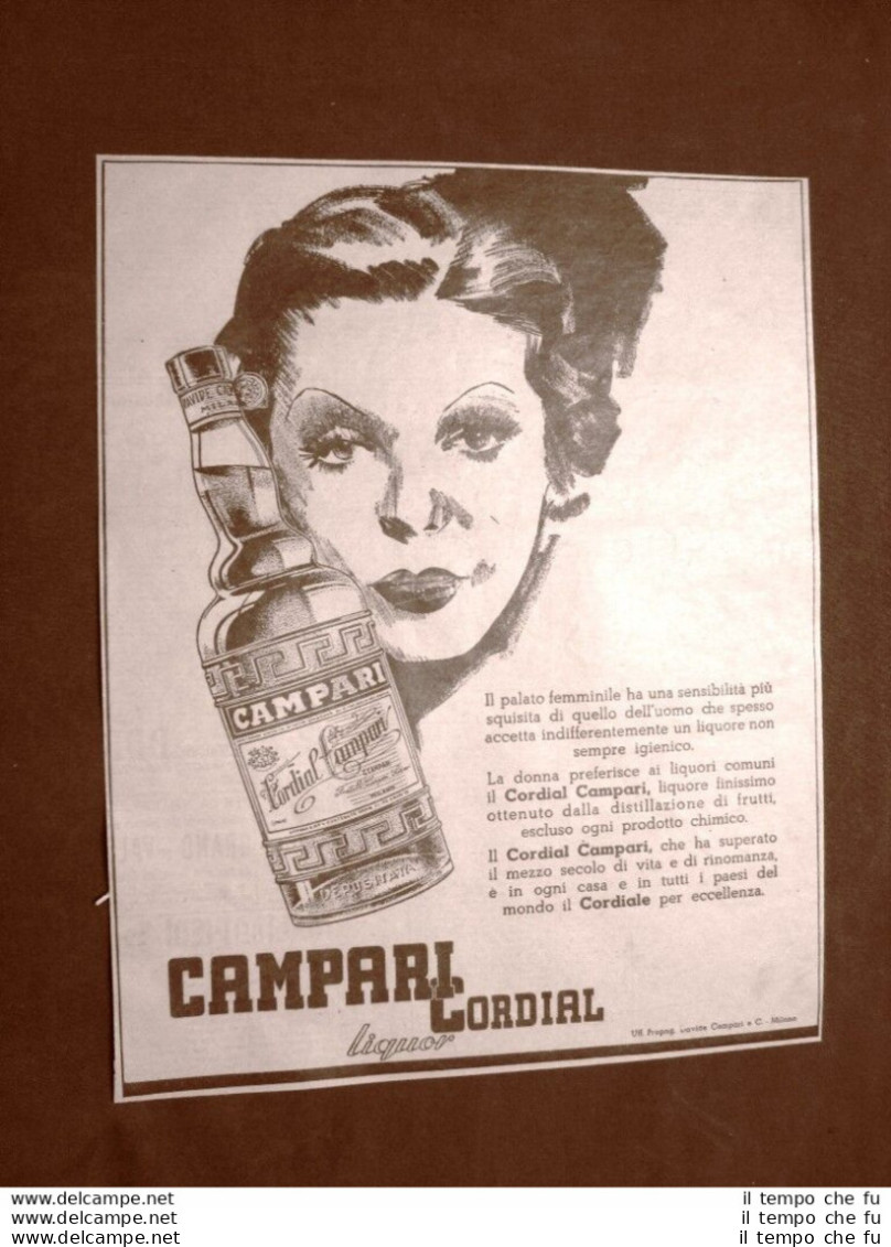 Pubblicità Del 1945 Campari Cordial Liquor Per Il Sensibile Palato Della Donna - Autres & Non Classés