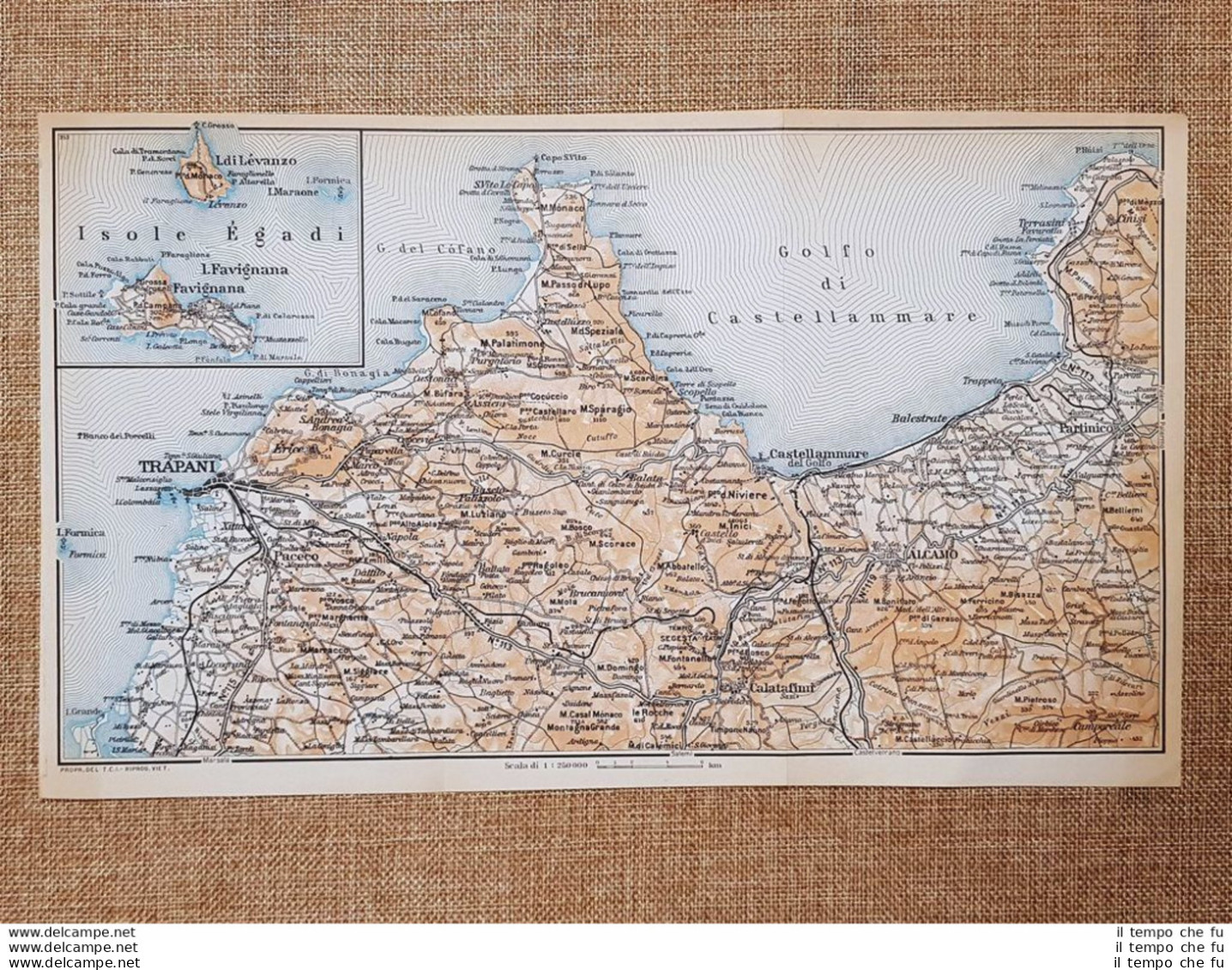 Carta Cartina Del 1953 Golfo Di Castellammare Alcamo Isole Egadi Sicilia T.C.I. - Geographical Maps