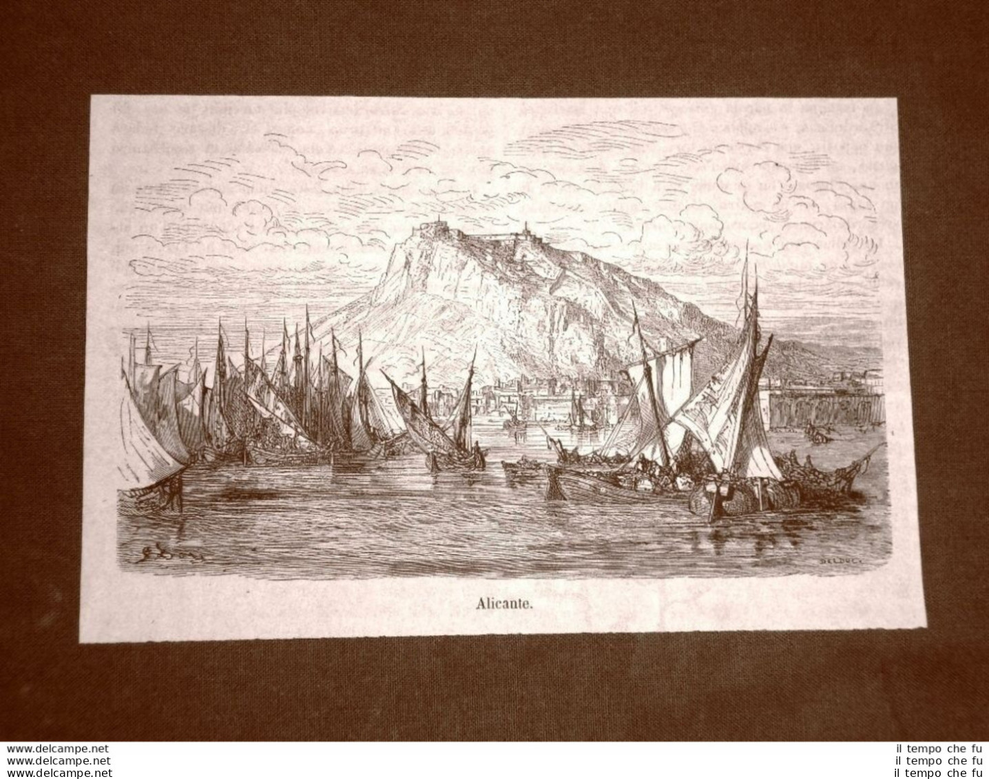 Incisione Di Gustave Dorè Del 1874 Rara Veduta Di Alicante Spagna Davillier - Before 1900