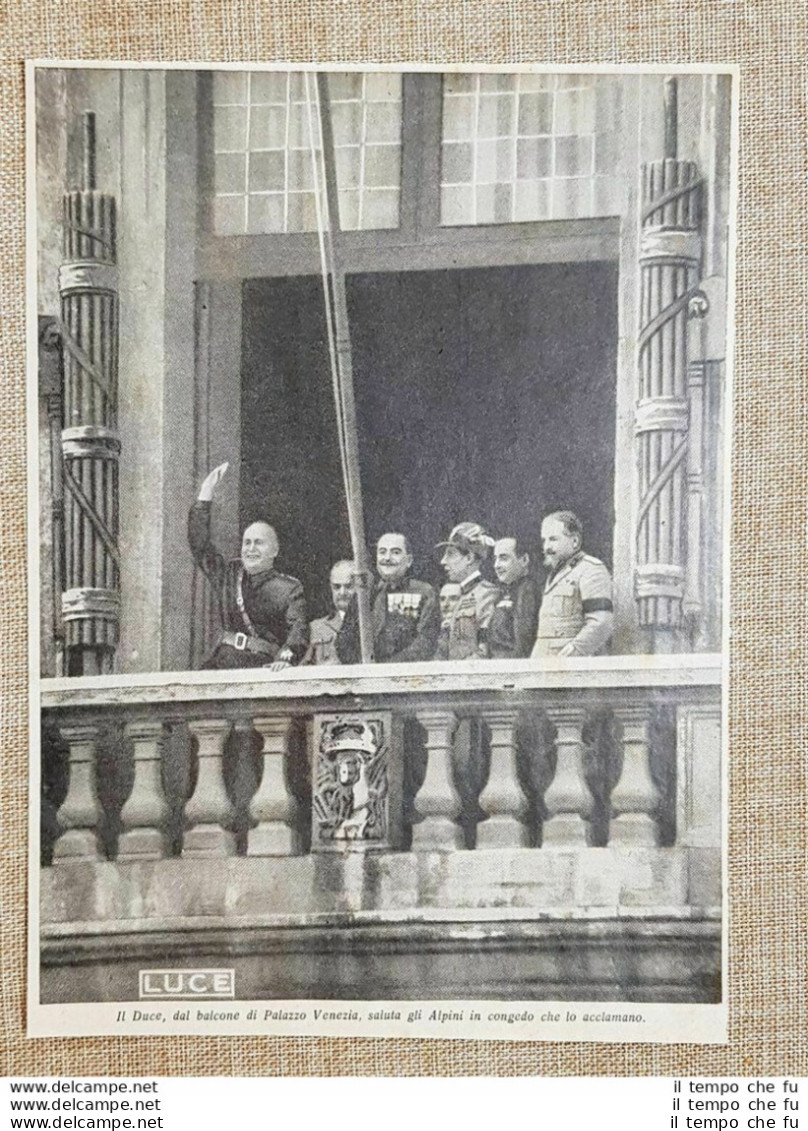 Venezia Nel 1934 Palazzo V.Il Duce Benito Mussolini Saluta Gli Alpini In Congedo - Andere & Zonder Classificatie