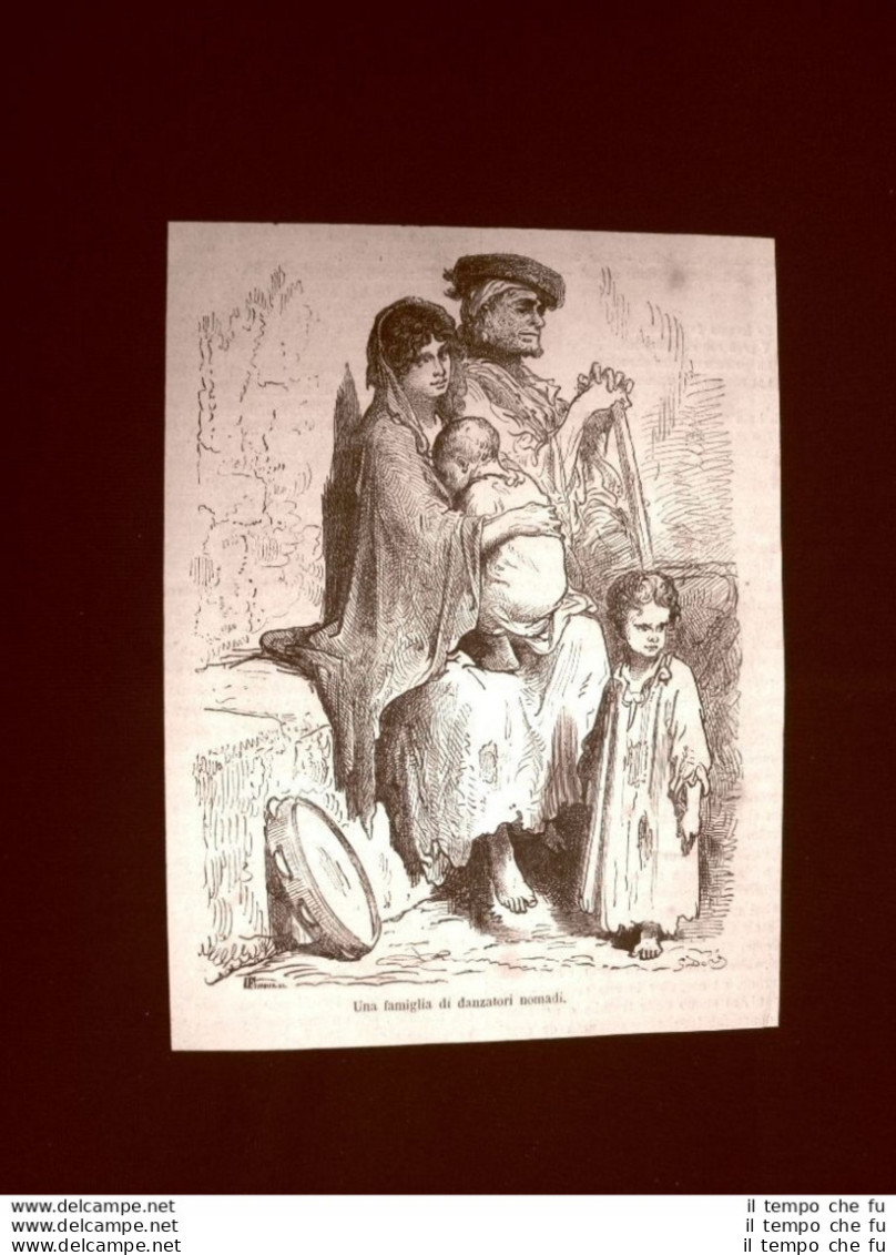 Incisione Di Gustave Dorè Del 1874 Moda E Costume In Spagna Famiglia Danzatori - Before 1900