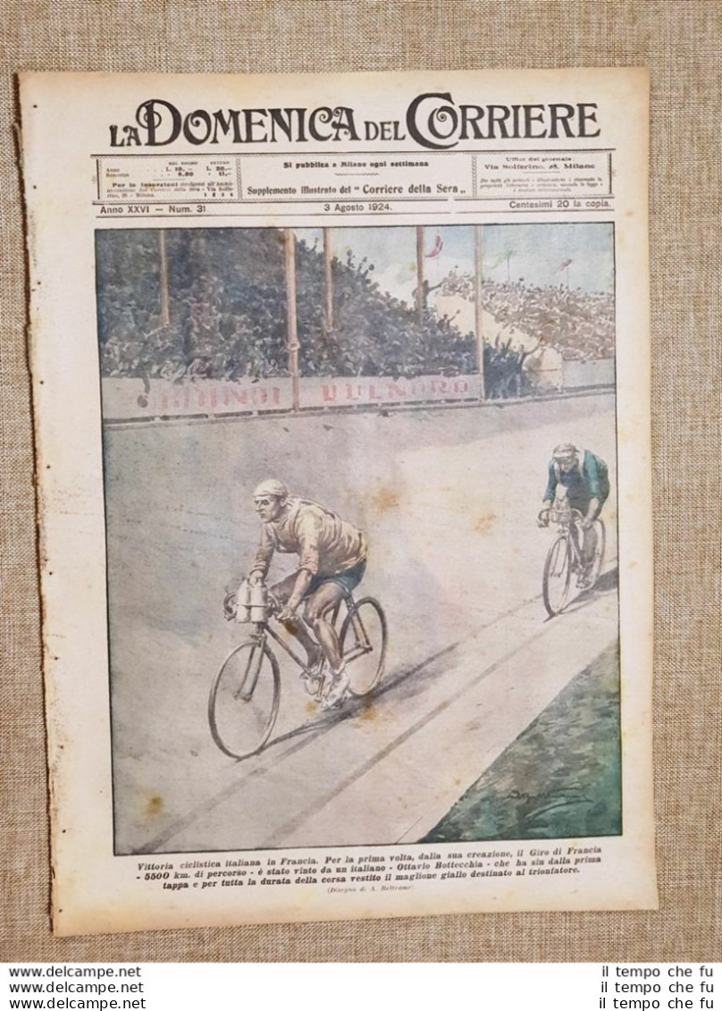 La Domenica Del Corriere 3 Agosto 1924 Ciclismo Bottecchia Cavalieri Ricciotti - Autres & Non Classés