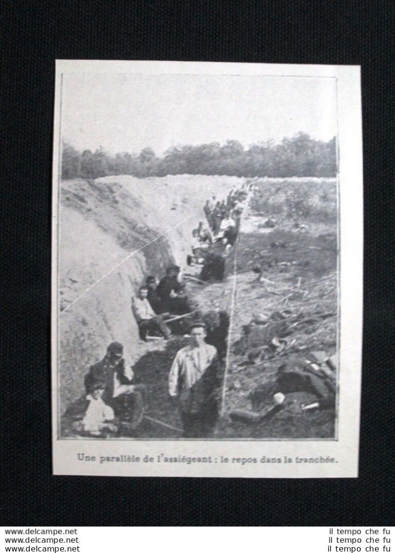 Un Parallelo Dell'assediante: Il Riposo In Trincea Stampa Del 1902 - Andere & Zonder Classificatie