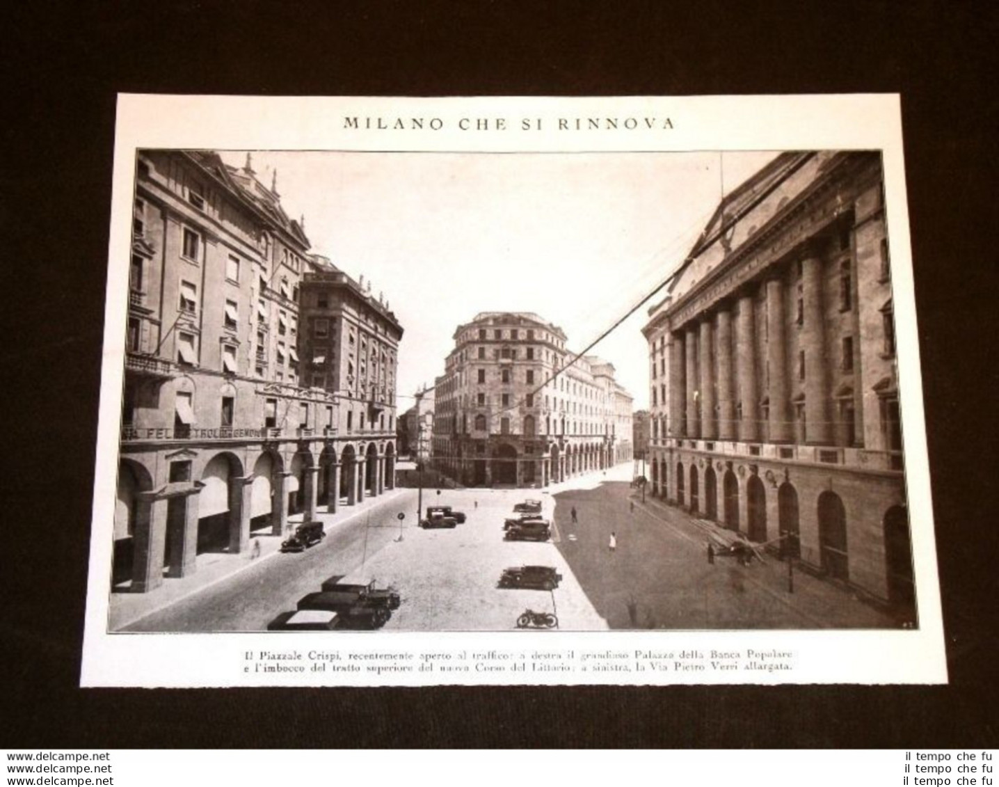 Milano Nel 1931 Piazzale Crispi Palazzo Della Banca Popolare Corso Del Littorio - Sonstige & Ohne Zuordnung