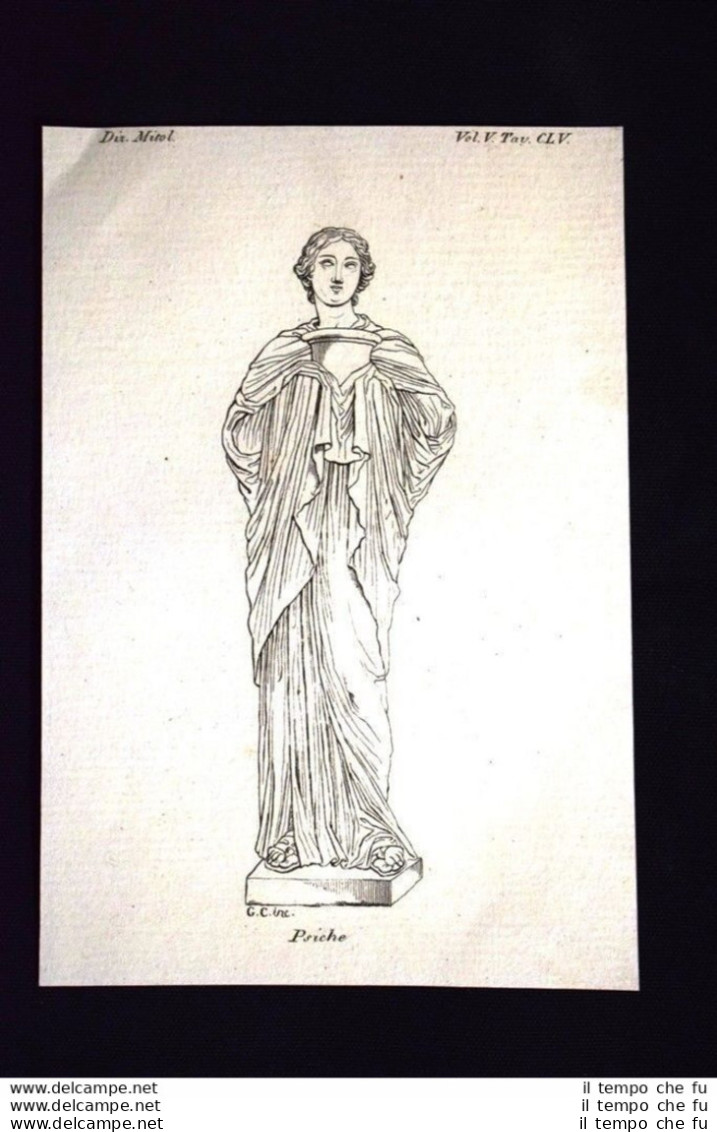 Psiche Incisione All'acquaforte Del 1820 Mitologia Pozzoli - Before 1900