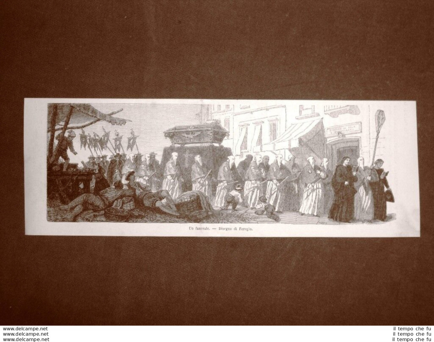Un Funerale Nel 1863 Napoli Campania Moda E Costume Disegno Di Ferogio - Vor 1900