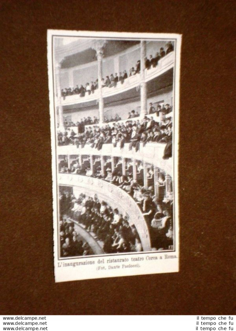 Roma Nel 1908 Inaugurazione Del Teatro Corea - Sonstige & Ohne Zuordnung