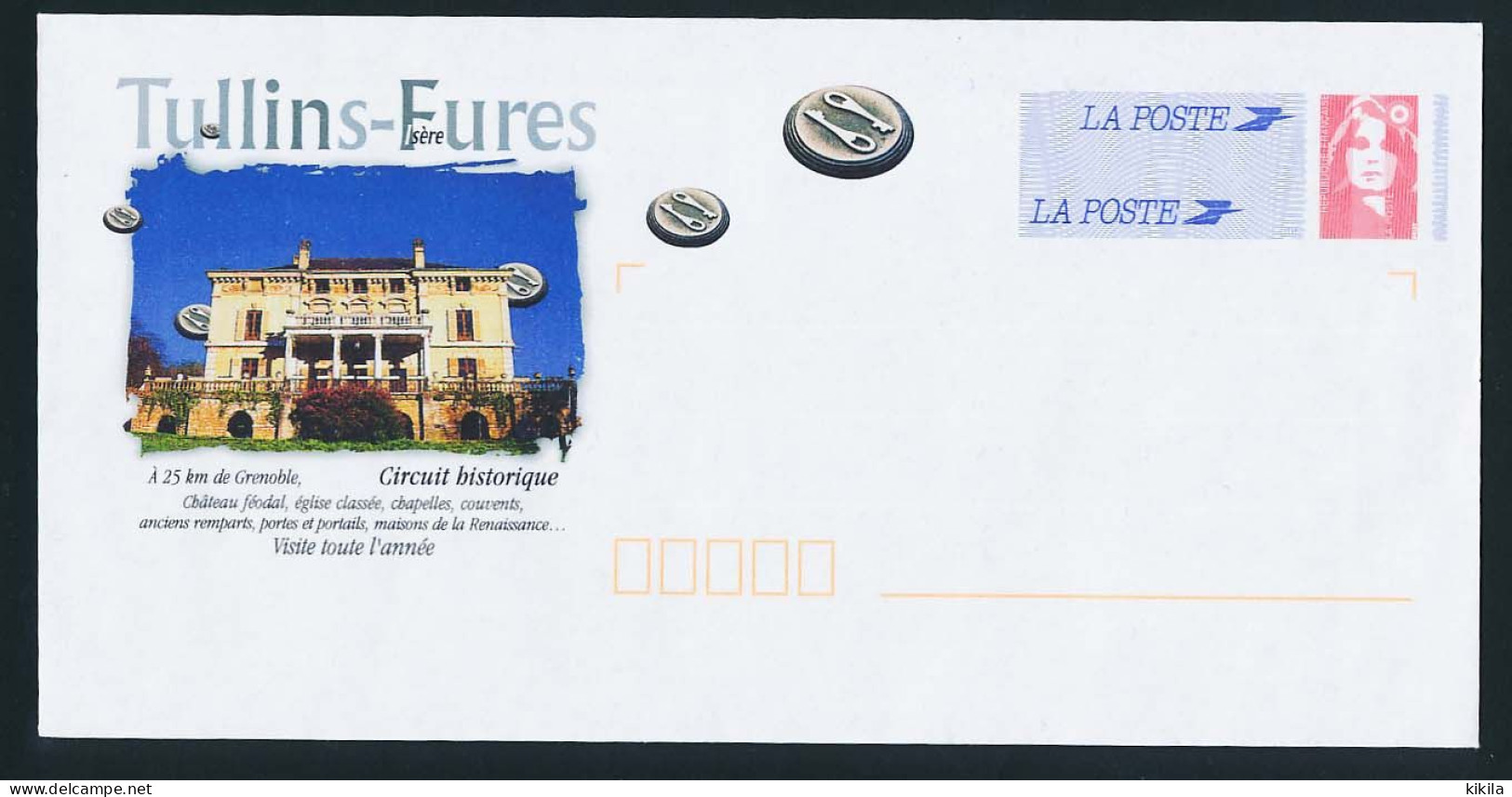 Enveloppe Illustrée 22 X 11 Isère TULLINS-FURES L'Hôtel De Ville (2) Ancien Château Des Chartreux Et De Michel Perret - Tullins