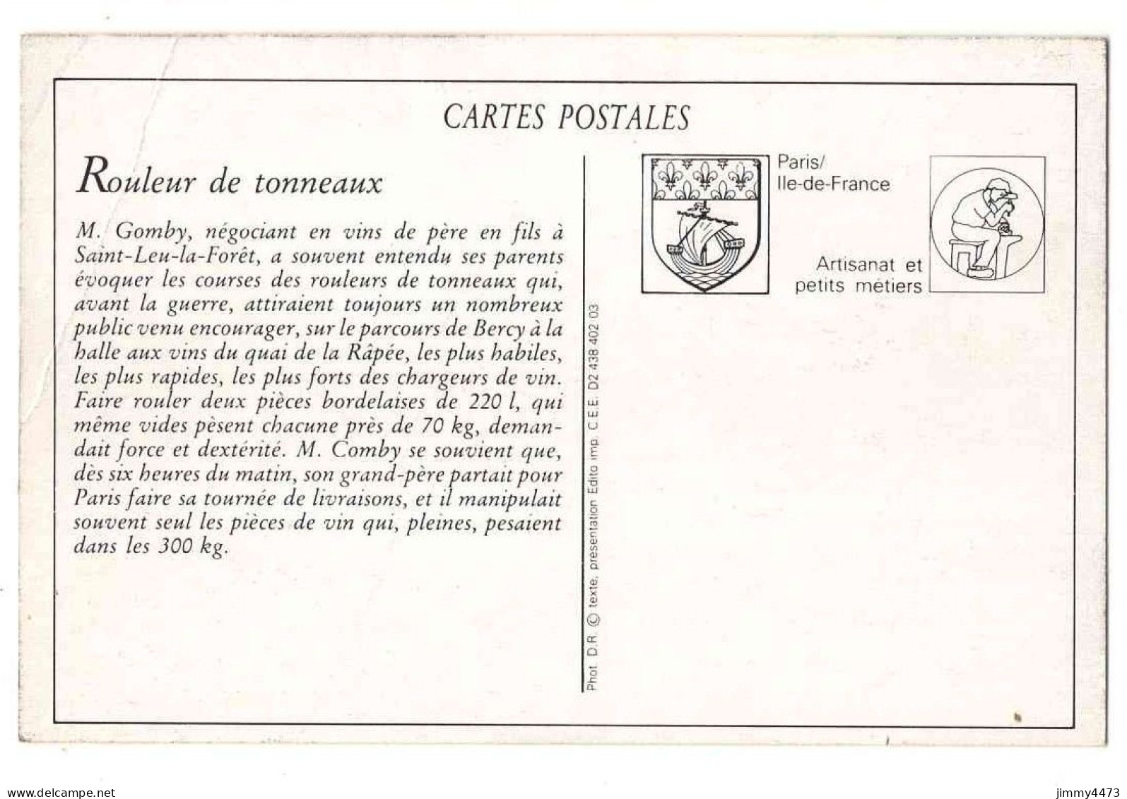 CPA (Repro) - Rouleur De Tonneaux ( Rue Bien Animée ) - Texte Au Dos - Craft