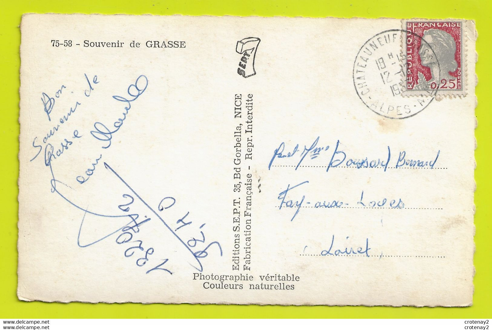 06 GRASSE Souvenir En 3 Vues VOIR DOS Envoyée à Fay Aux Loges En 1953 - Grasse