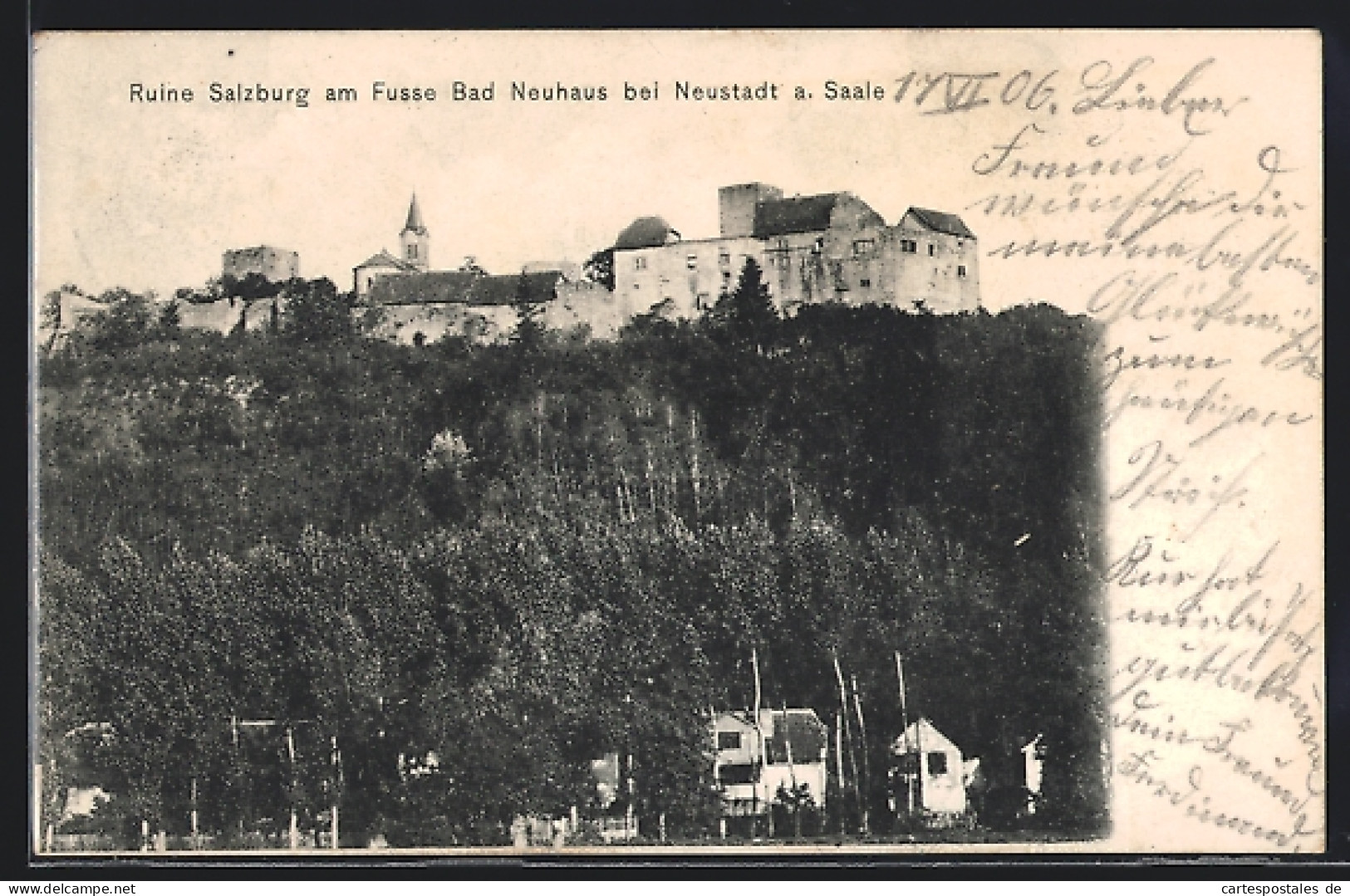 AK Bad Neuhaus Bei Neustadt, Ruine Salzburg über Ortschaft Thronend  - Other & Unclassified