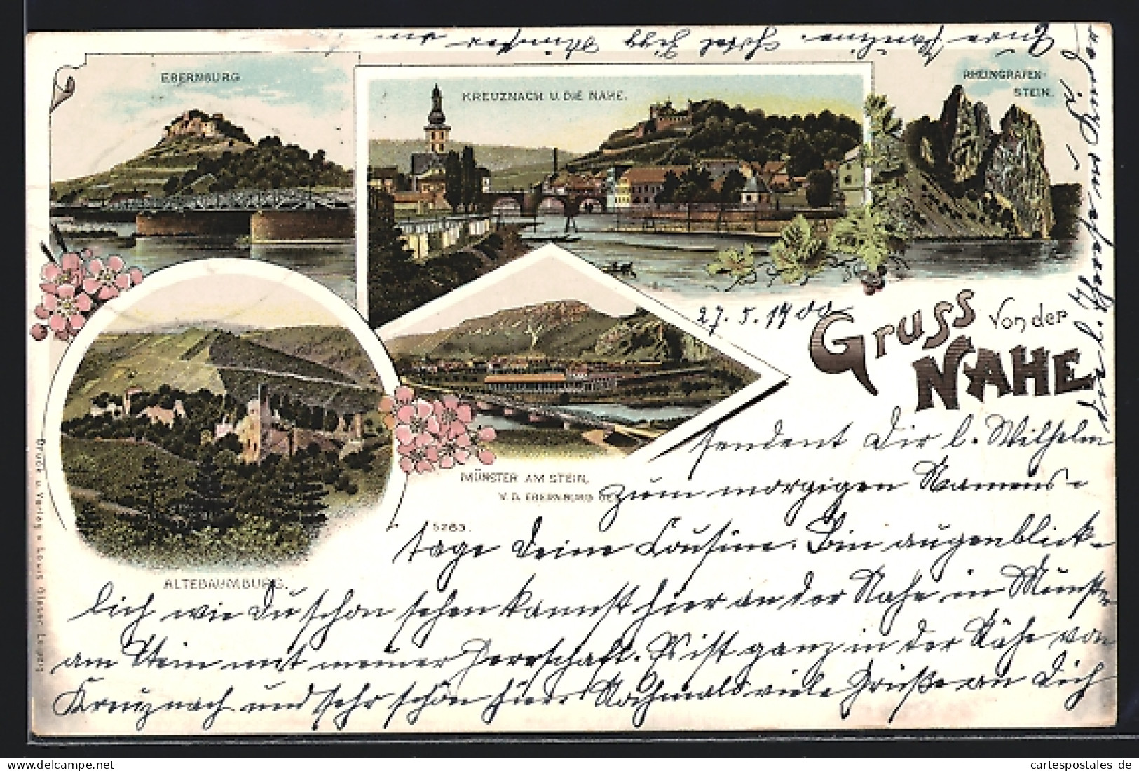 Lithographie Kreuznach A. D. Nahe, Ebernburg, Rheingrafenstein, Münster Am Stein  - Bad Muenster A. Stein - Ebernburg