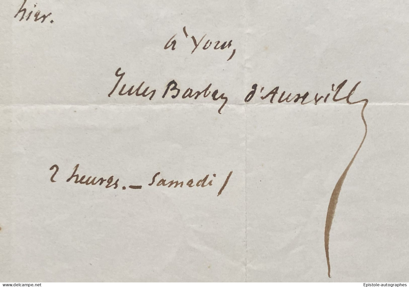 Jules BARBEY D’AUREVILLY – Lettre Autographe Signée + Lettre Autographe – Le Réveil & Rencontre - Schriftsteller