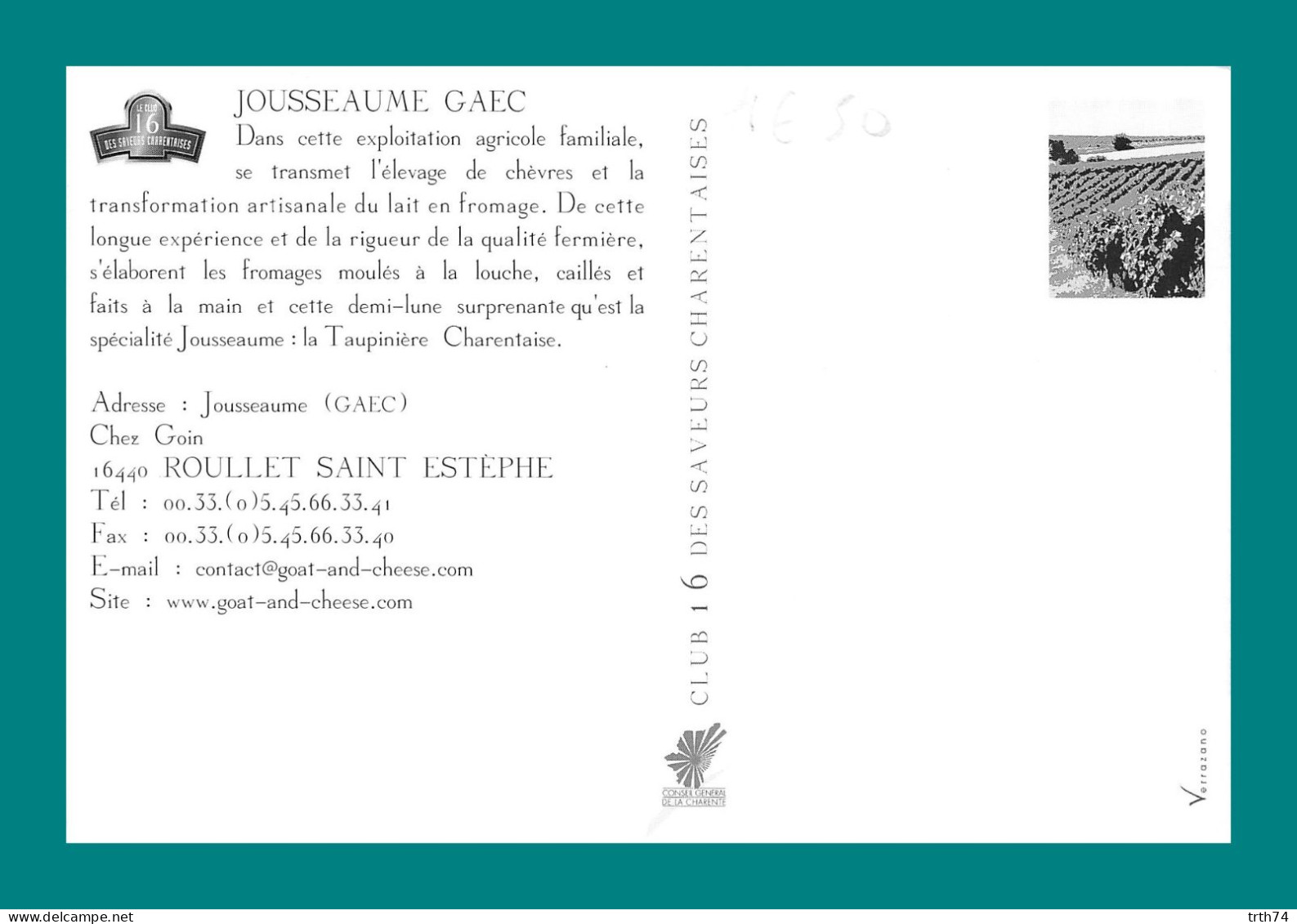 16 Charente Terre Des Saveurs Fromages De Chèvres ( GAEC Roullet Saint Estephe ) - Breeding