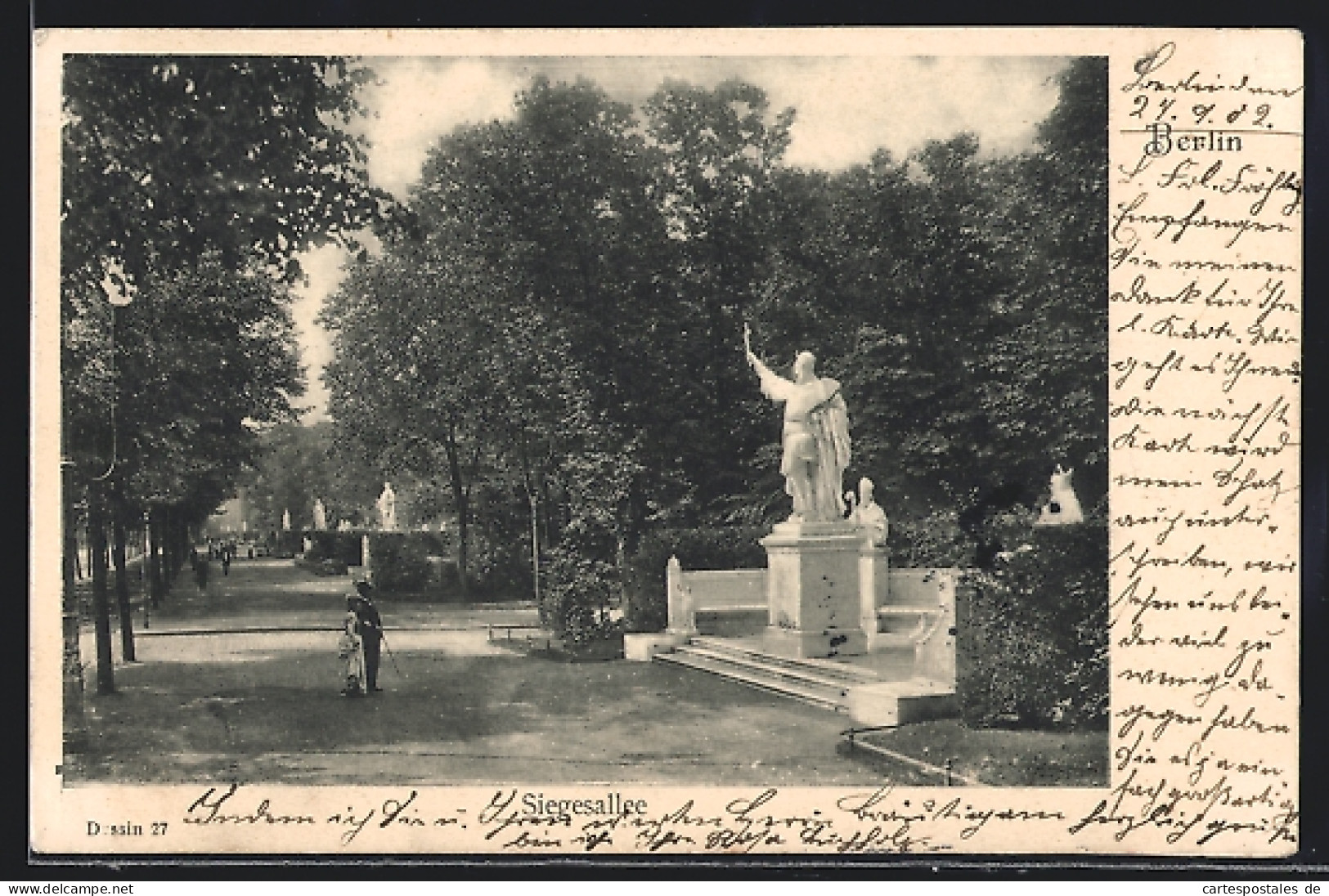 AK Berlin-Tiergarten, Partie Mit Flaneuren An Der Siegesallee  - Tiergarten