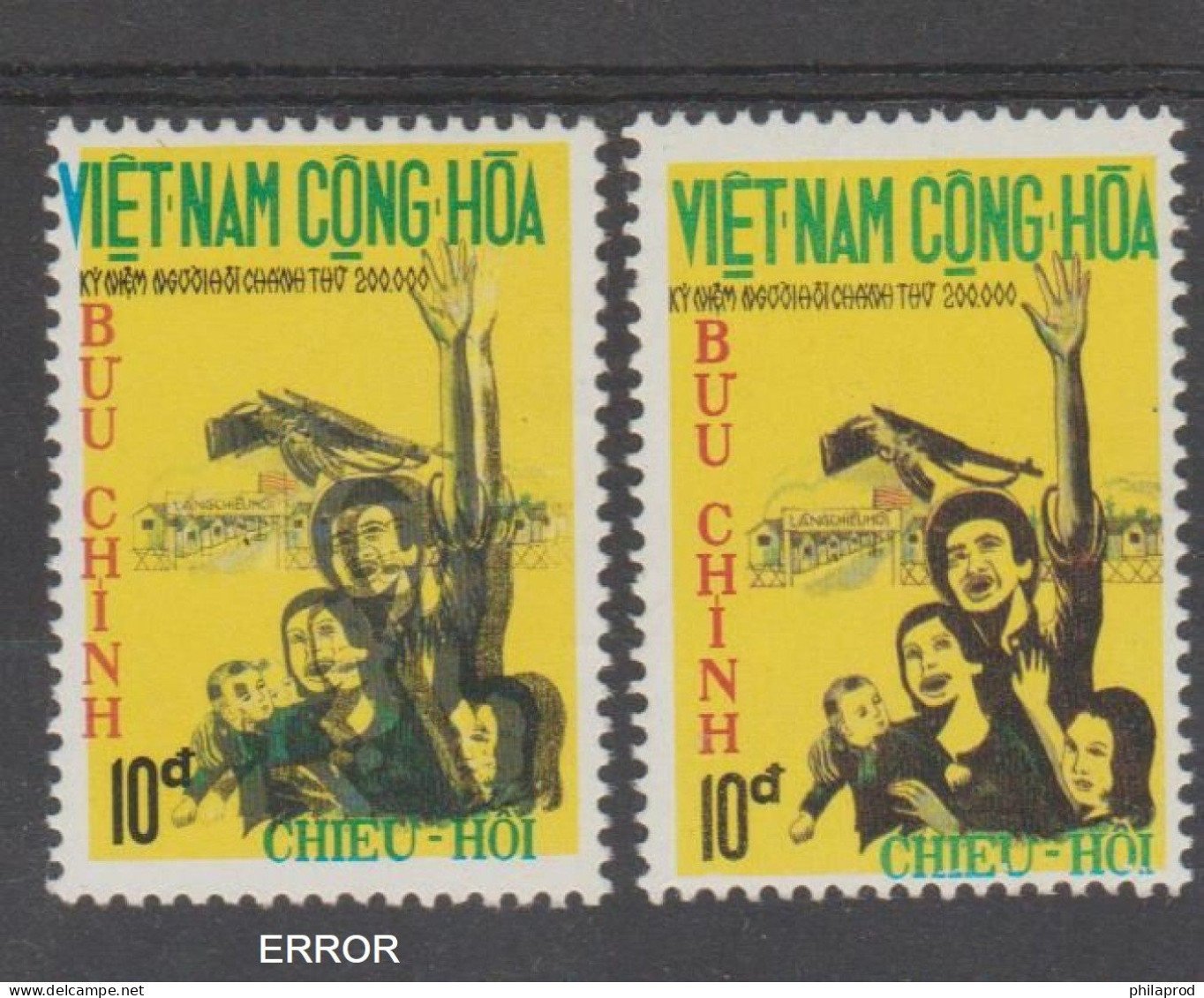 S.VIETNAM  1973  #ERRORS Double Printing   COLORS  SHIFTED  RETURNEE  **MNH  Complete Set VF - Vietnam