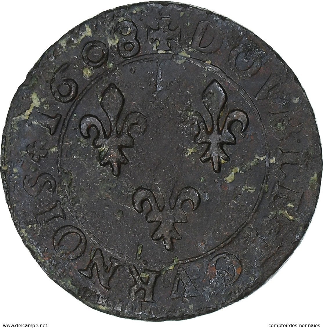 France, Henri IV, Double Tournois, 1608, Lyon, Cuivre, TB+, Gadoury:538 - 1589-1610 Henry IV The Great