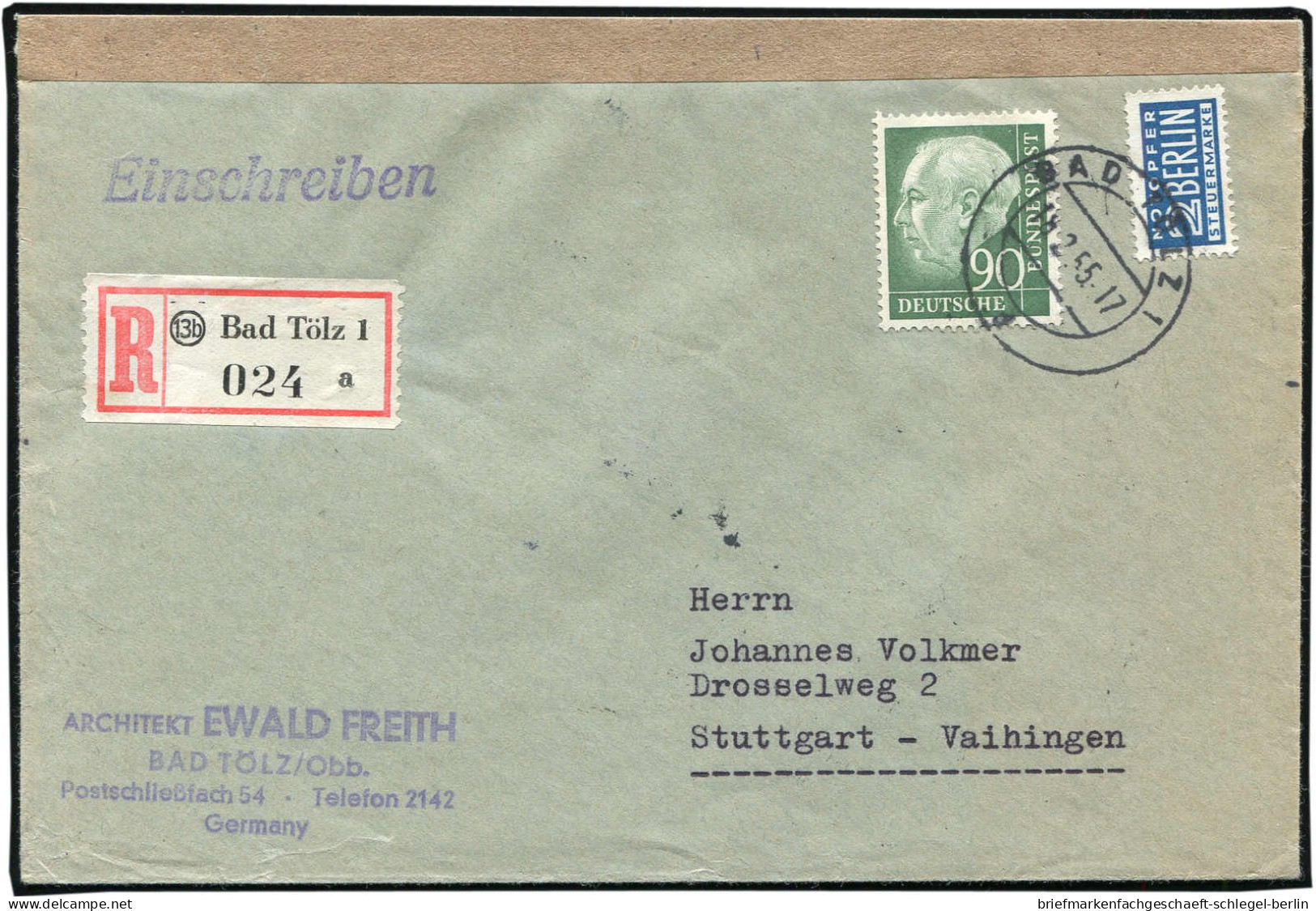 Bundesrepublik Deutschland, 1954, 193 EF, Brief - Autres & Non Classés