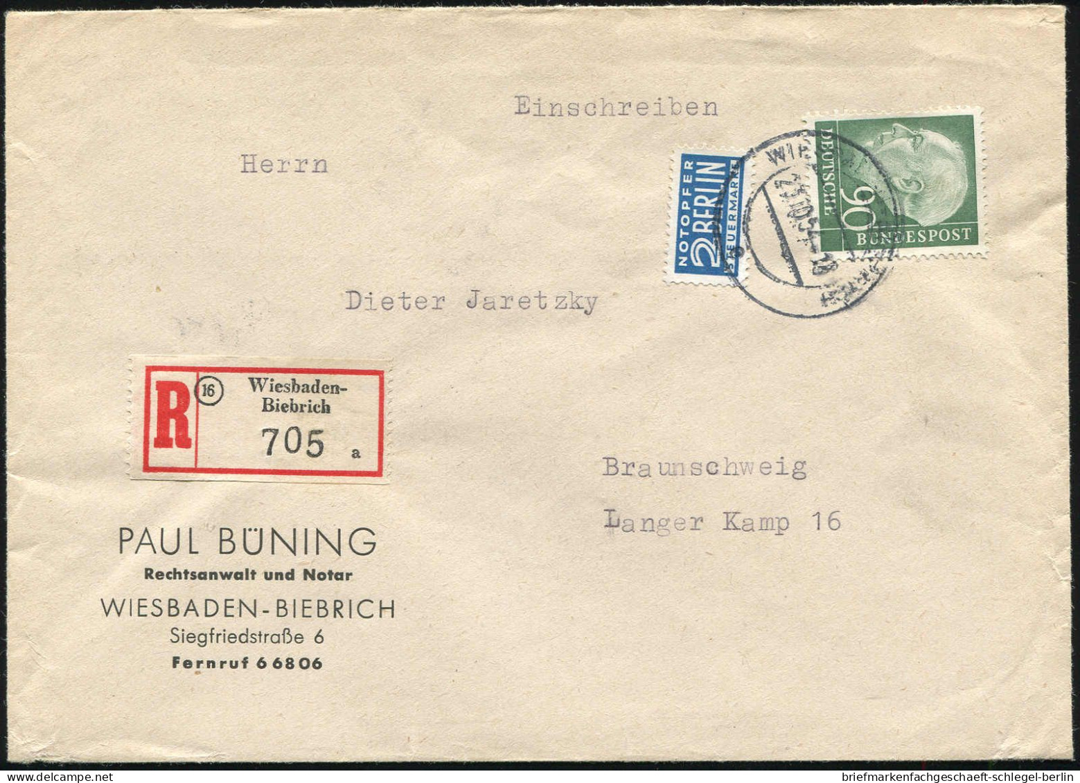 Bundesrepublik Deutschland, 1954, 193 EF, Brief - Otros & Sin Clasificación