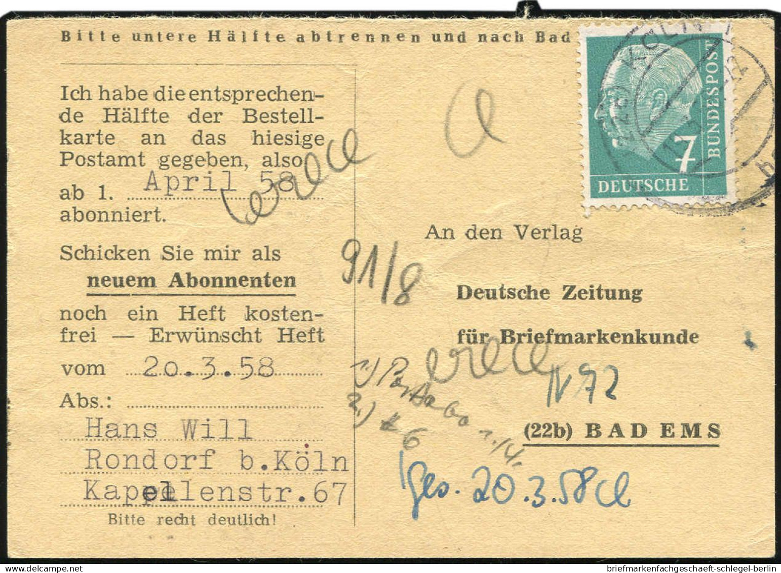 Bundesrepublik Deutschland, 1958, 181 EF, Brief - Autres & Non Classés