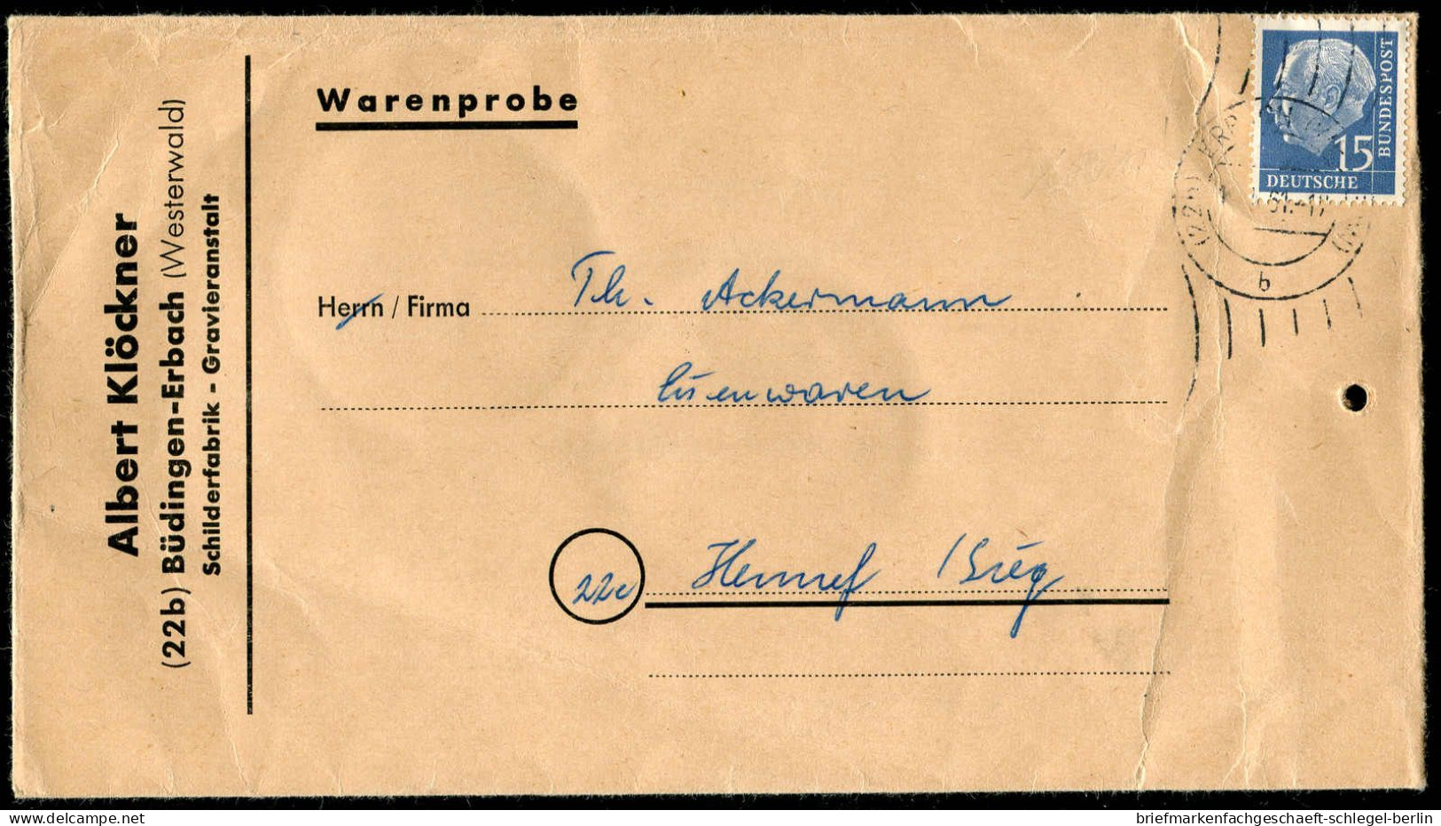 Bundesrepublik Deutschland, 1961, 184 EF, Brief - Autres & Non Classés