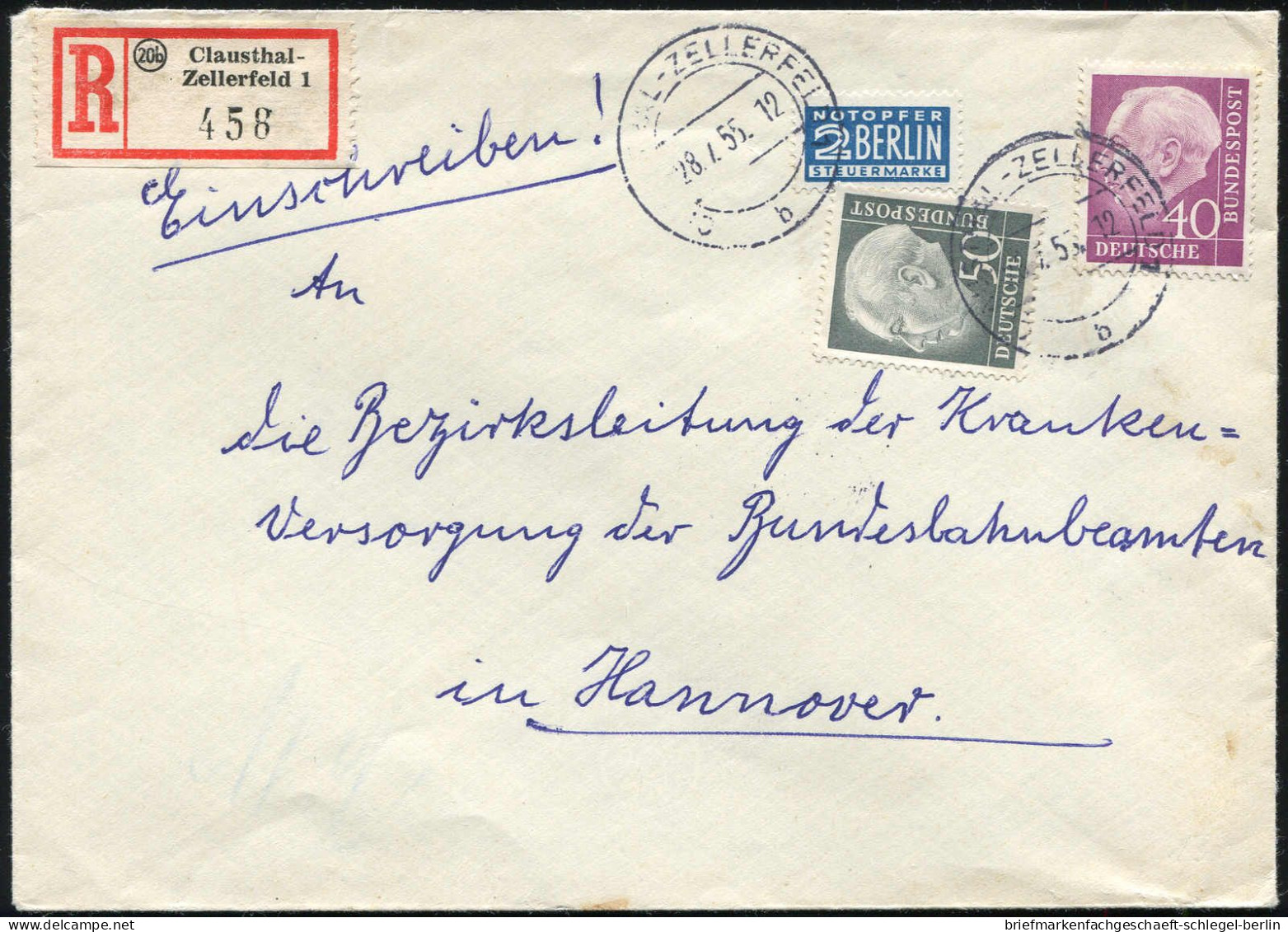 Bundesrepublik Deutschland, 1955, 183+ 185(4),188+189, Brief - Autres & Non Classés