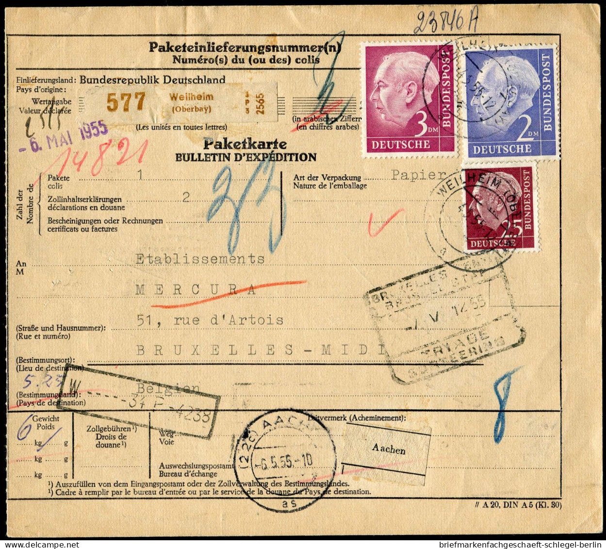 Bundesrepublik Deutschland, 1955, 191 + 194, 186+195,196, Brief - Other & Unclassified